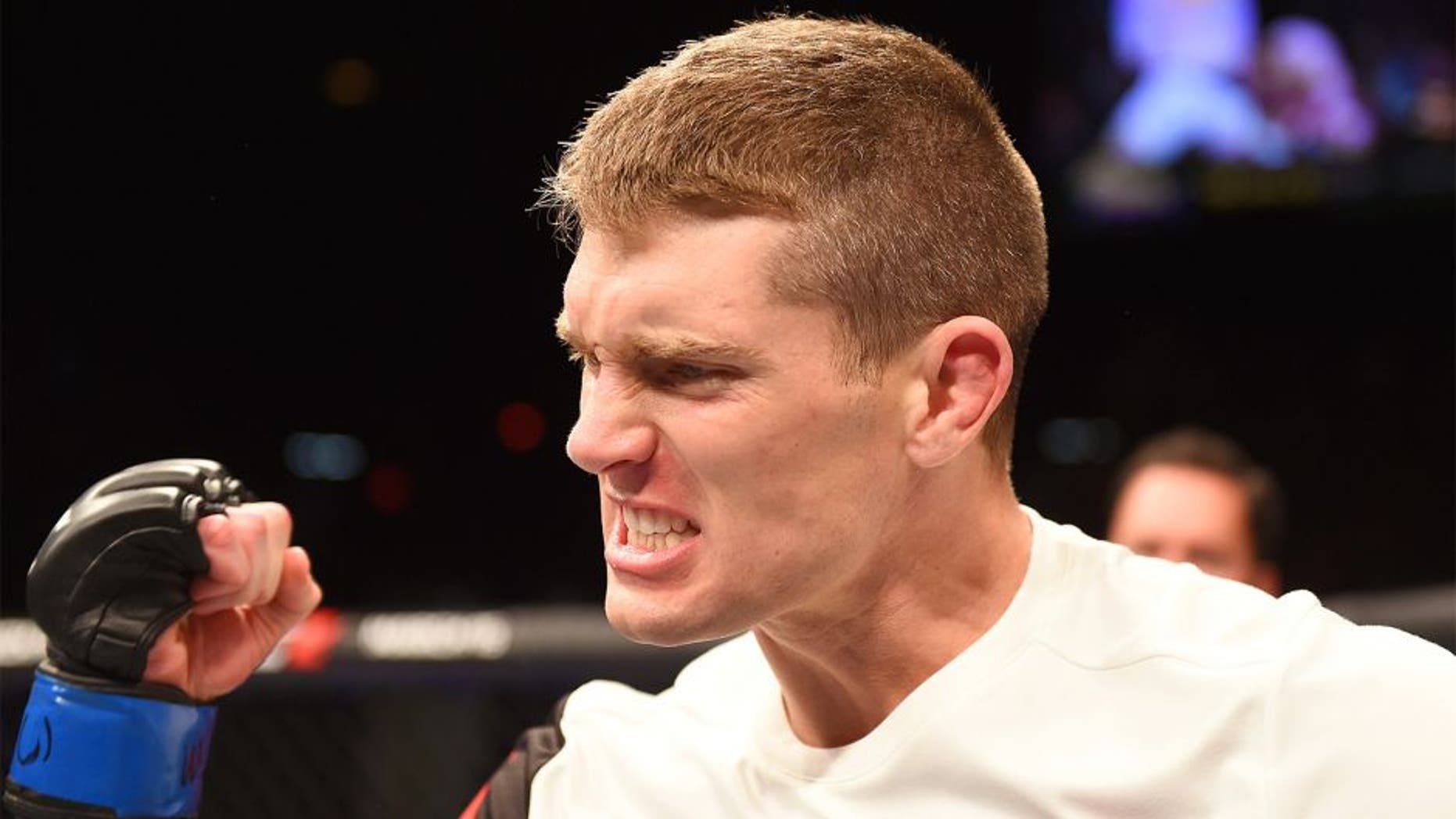 LAS VEGAS, NV - FEBRUARY 06: Stephen Thompson celebrates after defeating Johny Hendricks in their welterweight fight during the UFC Fight Night event at MGM Grand Garden Arena on February 6, 2016 in Las Vegas, Nevada. (Photo by Josh Hedges/Zuffa LLC/Zuffa LLC via Getty Images)