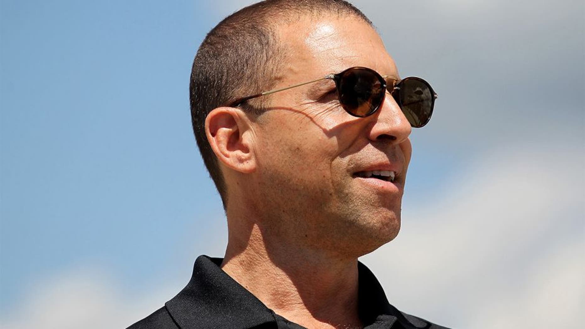 LONG POND, PA - AUGUST 02: Rob Kauffman, co-owner of Michael Waltrip Racing, takes part in pre-race ceremonies for the NASCAR Sprint Cup Series Windows 10 400 at Pocono Raceway on August 2, 2015 in Long Pond, Pennsylvania. (Photo by Tim Bradbury/Getty Images)