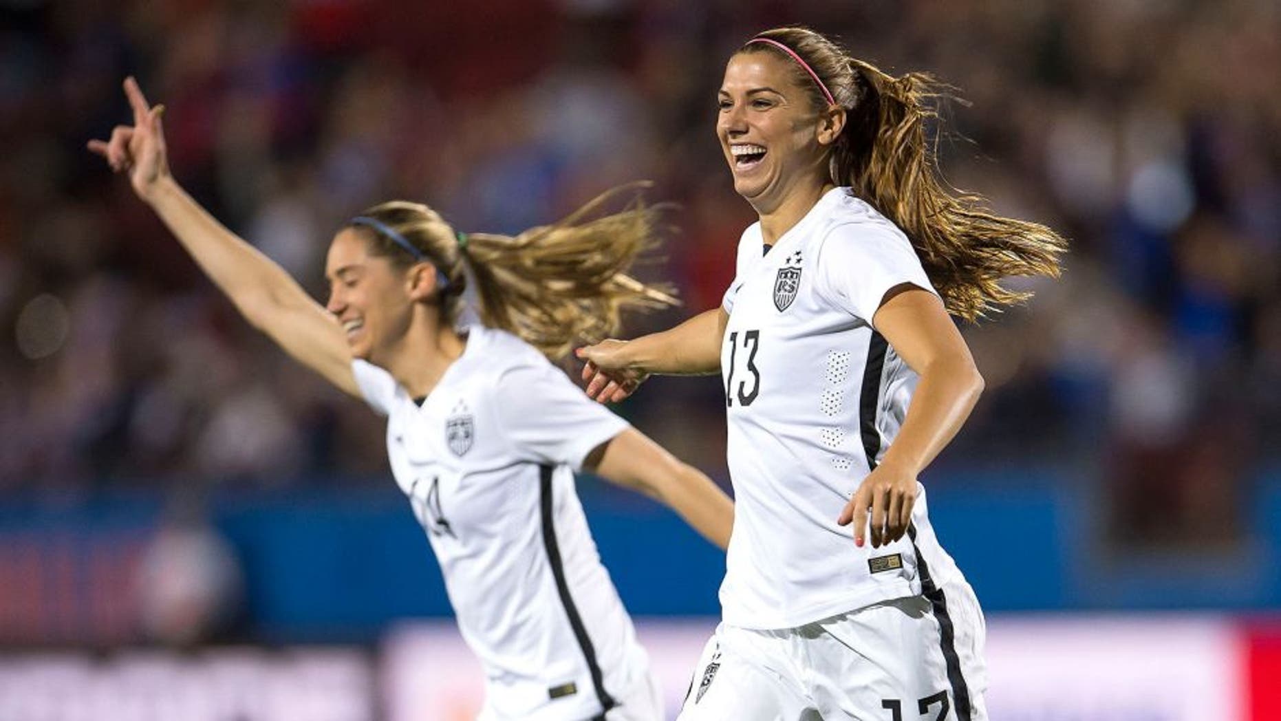Action photo during the match United States vs Costa Rica at Toyota Stadium, Womens Olympic Qualifying - Texas 2016 -. Foto de accion durante el Partido Estados Unidos vs Costa Rica en el Estadio Toyota, Partido Correspondiente a la Fase de Grupos del Preolimpico Femenino CONCACAF - Texas 2016 -, en la foto: Festejo de gol de alex Morgan 10/02/2016/ MEXSPORT/ Osvaldo Aguilar.