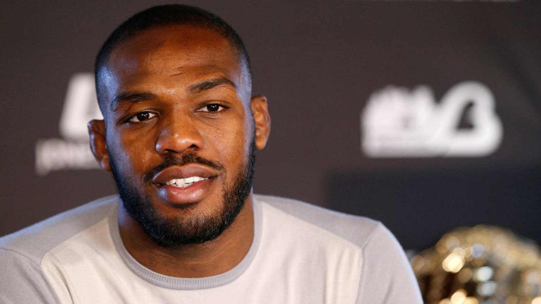BALTIMORE, MD - APRIL 24: UFC light heavyweight champion Jon "Bones" Jones interacts with media during the UFC 172 media day at Camden Yards on April 24, 2014 in Baltimore, Maryland. (Photo by Josh Hedges/Zuffa LLC/Zuffa LLC via Getty Images)