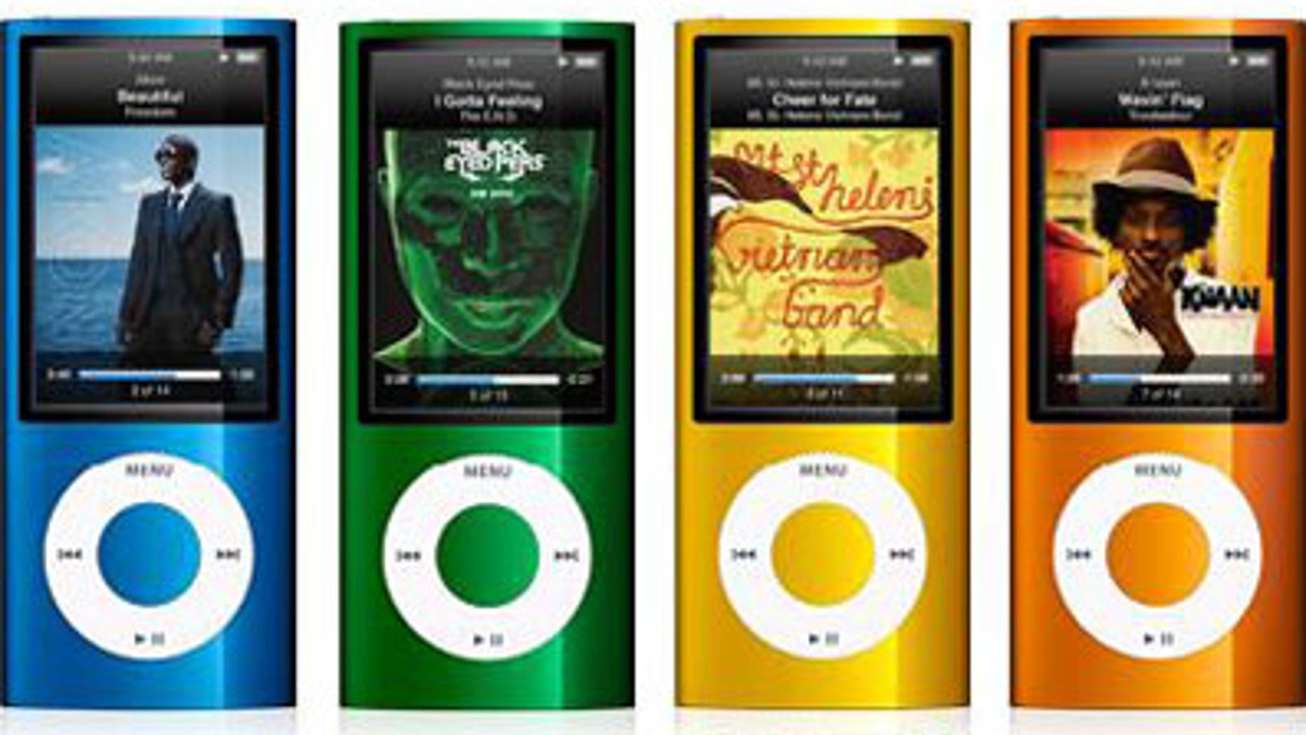 Apple's colorful iPod Nanos.