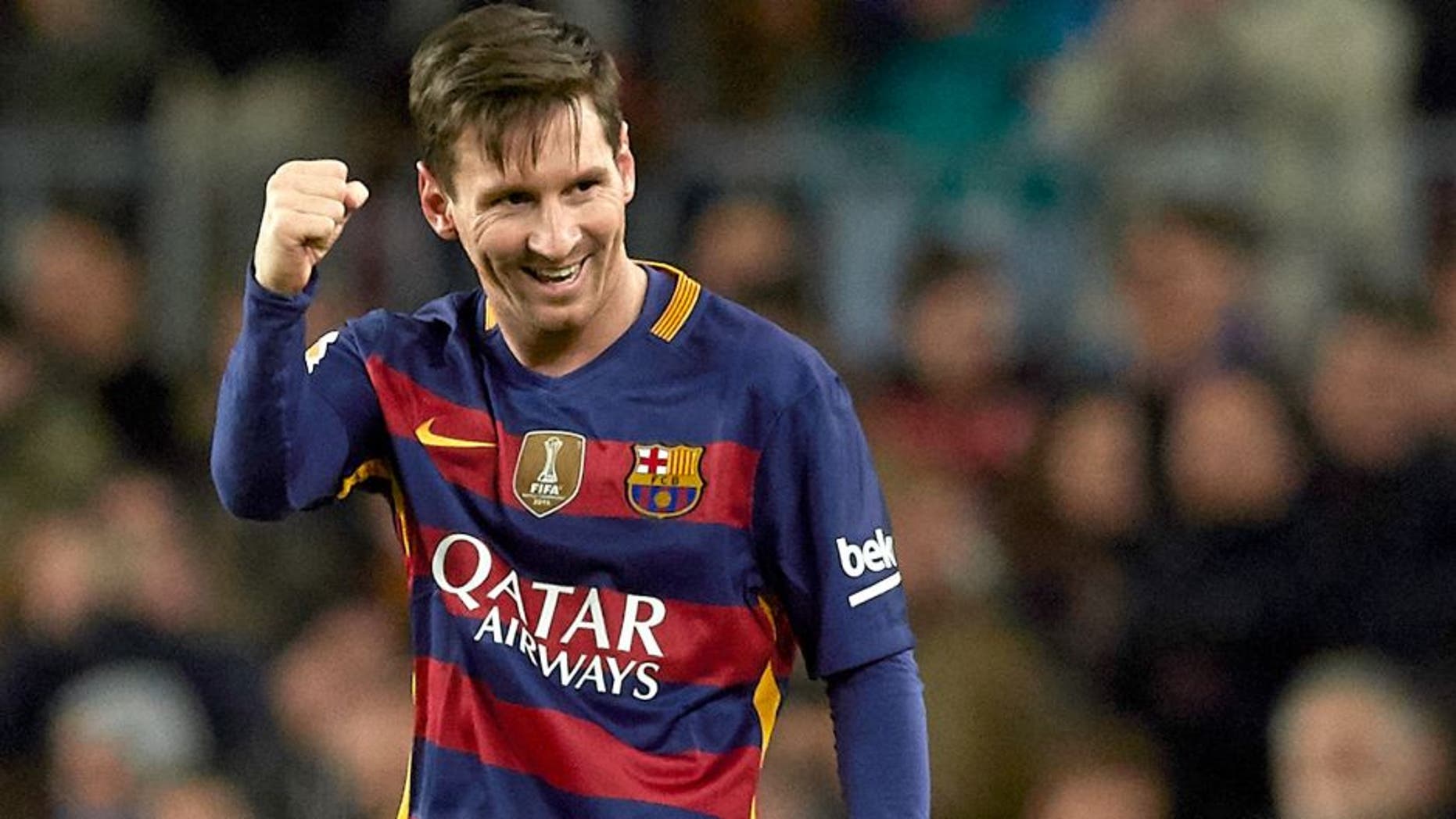 BARCELONA, SPAIN - JANUARY 06: Lionel Messi of Barcelona celebrates scoring his team's second goal during the Copa del Rey Round of 16 match between FC Barcelona and Real CD Espanyol at Camp Nou on January 6, 2016 in Barcelona, Spain. (Photo by Manuel Queimadelos Alonso/Getty Images)