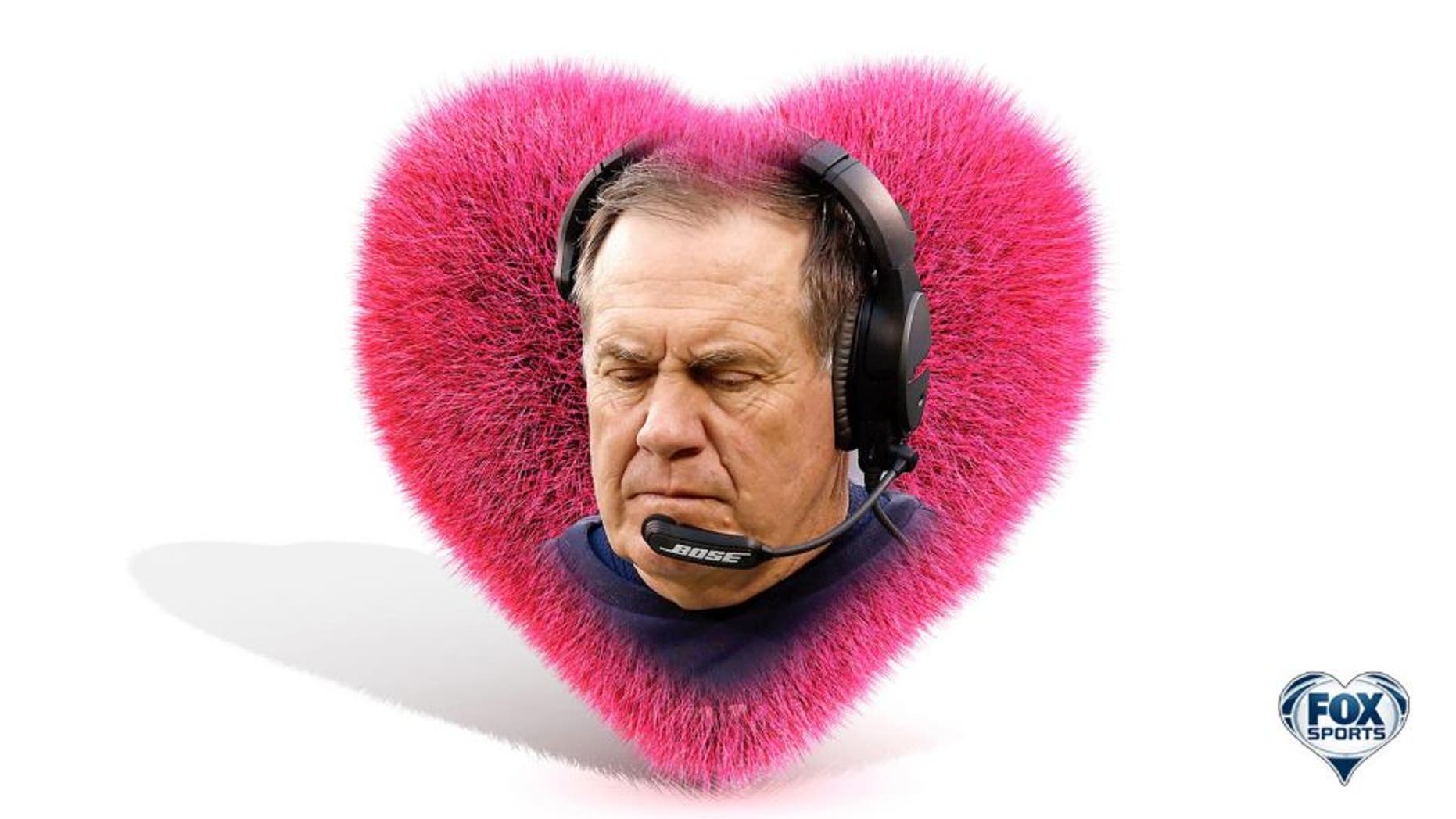 021316 NFL V-Day card Belichick inside a foofy pink heart EH PI