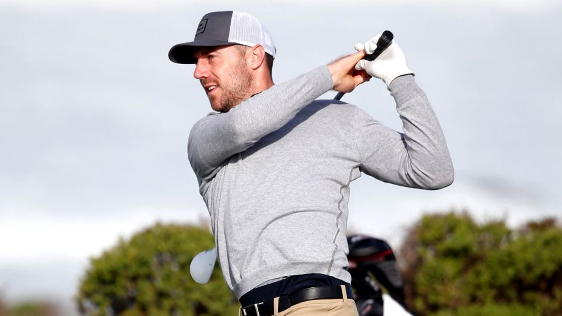PEBBLE BEACH, CA - FEBRUARY 12: Alex Smith plays his tee shot on the 13th hole during the second round of the AT&T Pebble Beach National Pro-Am at the Monterey Peninsula Country Club (Shore Course) on February 12, 2016 in Pebble Beach, California. (Photo by Sean M. Haffey/Getty Images)
