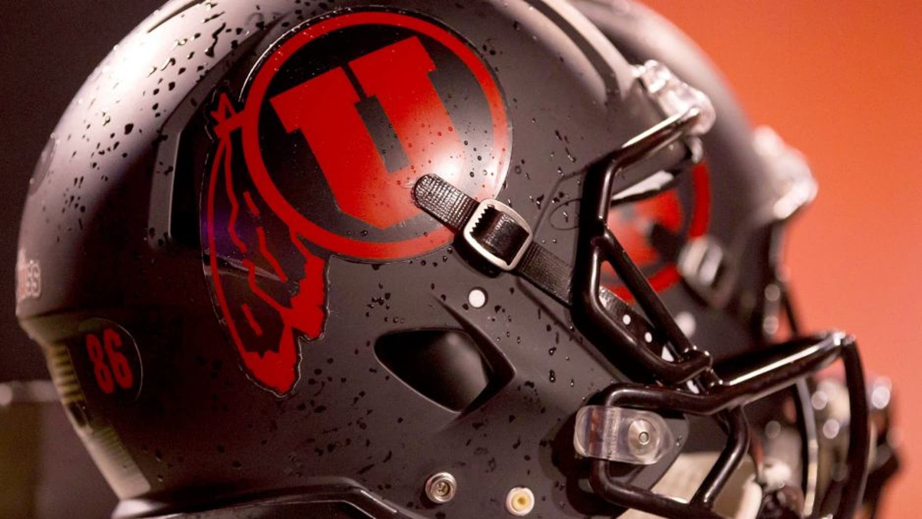 November 17, 2012; Salt Lake City, UT, USA; A Utah Utes helmet photographed during a game against the Arizona Wildcats at Rice-Eccles Stadium. The Wildcats defeated the Utes 34-24. Mandatory Credit: Russ Isabella-USA TODAY Sports