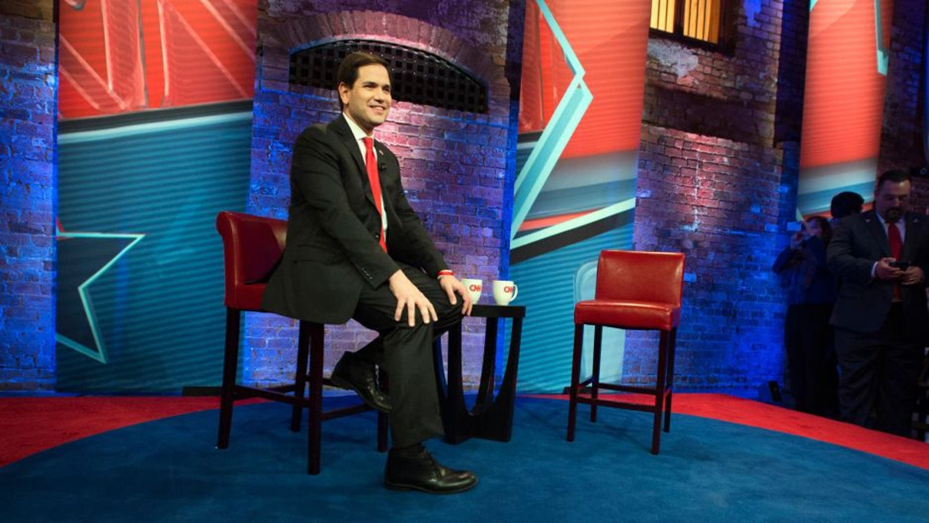 Feb 17, 2016; Greenville, SC, USA; Republican presidential hopeful Marco Rubio on the set of CNN's Republican Presidential Town Hall at The Old Cigar Warehouse. Mandatory Credit: Lauren Petracc/The Greenville News via USA TODAY NETWORK