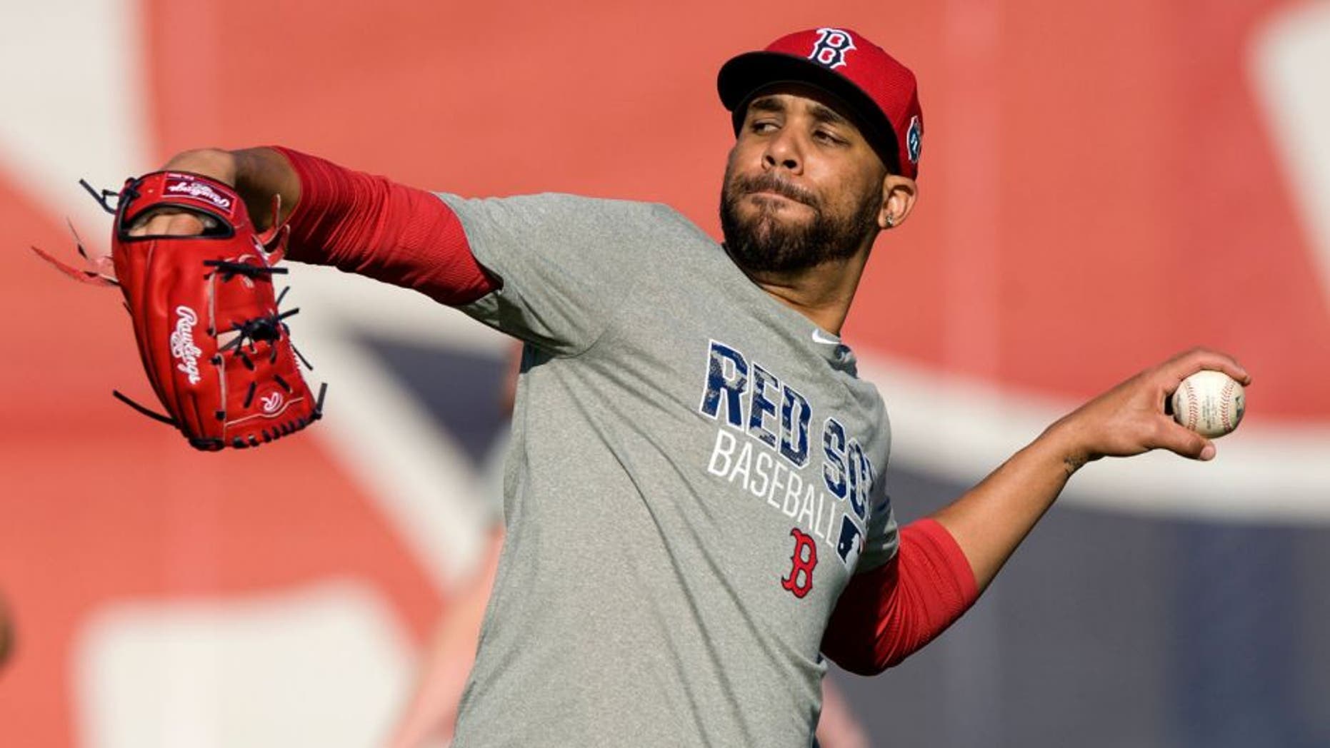 FT. MYERS, FL - FEBRUARY 17: David Price of the Boston Red Sox warms up during a Spring Training workout on February 17, 2016 at Fenway South in Fort Myers, Florida . (Photo by Michael Ivins/Boston Red Sox/Getty Images)