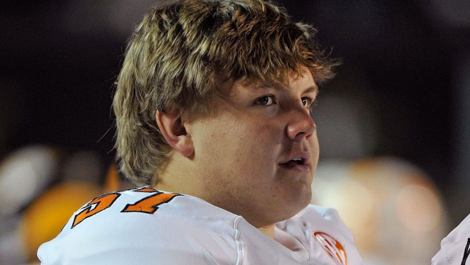 NASHVILLE, TN - NOVEMBER 17: Mack Crowder #57 of the University of Tennessee walks the sideline during a game against the Vanderbilt Commodores at Vanderbilt Stadium on November 17, 2012 in Nashville, Tennessee. (Photo by Frederick Breedon/Getty Images)