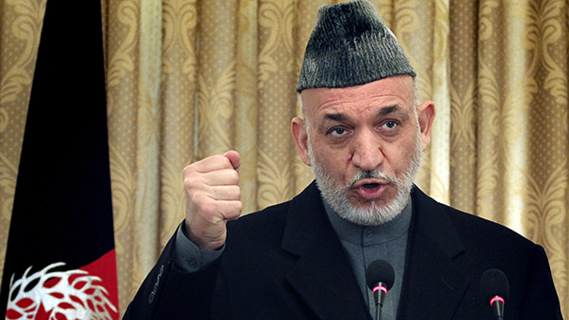 Feb. 8: Afghan President Hamid Karzai speaks during a press conference in Kabul, Afghanistan.