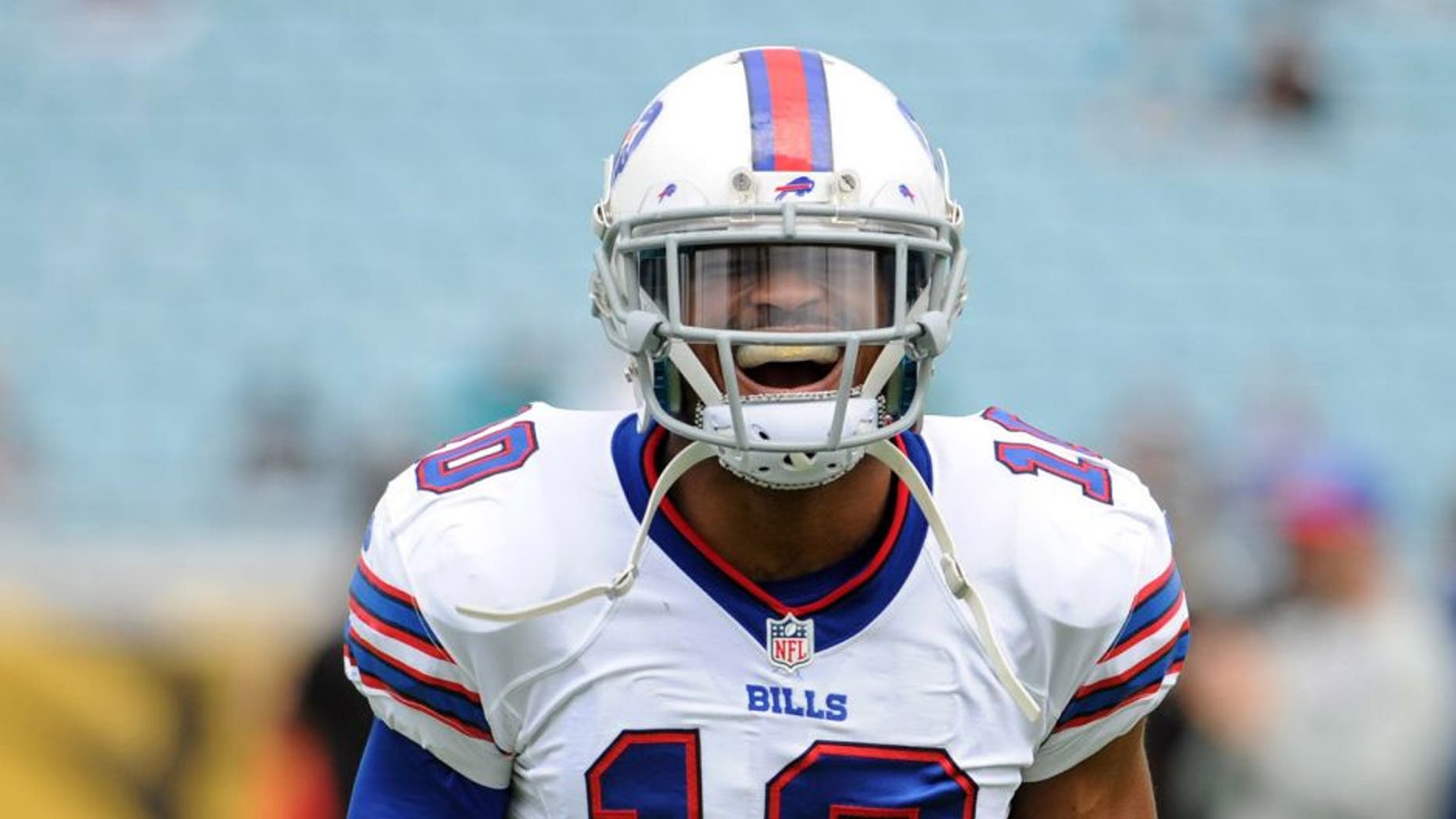Dec 15, 2013; Jacksonville, FL, USA; Buffalo Bills wide receiver Robert Woods (10) before the game against the Jacksonville Jaguars at EverBank Field. Mandatory Credit: Melina Vastola-USA TODAY Sports
