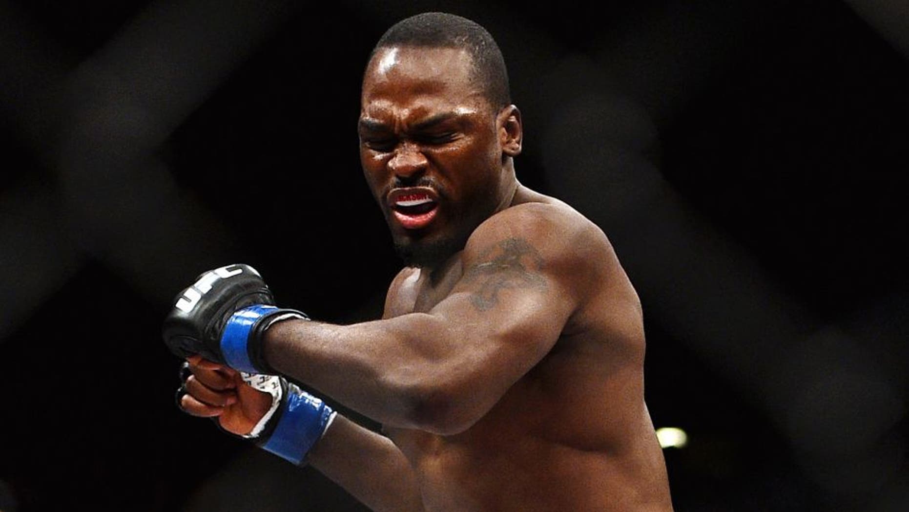 LAS VEGAS, NV - JANUARY 31: Derek Brunson reacts to his victory over Ed Herman in their middleweight bout during the UFC 183 event at the MGM Grand Garden Arena on January 31, 2015 in Las Vegas, Nevada. (Photo by Jeff Bottari/Zuffa LLC/Zuffa LLC via Getty Images)