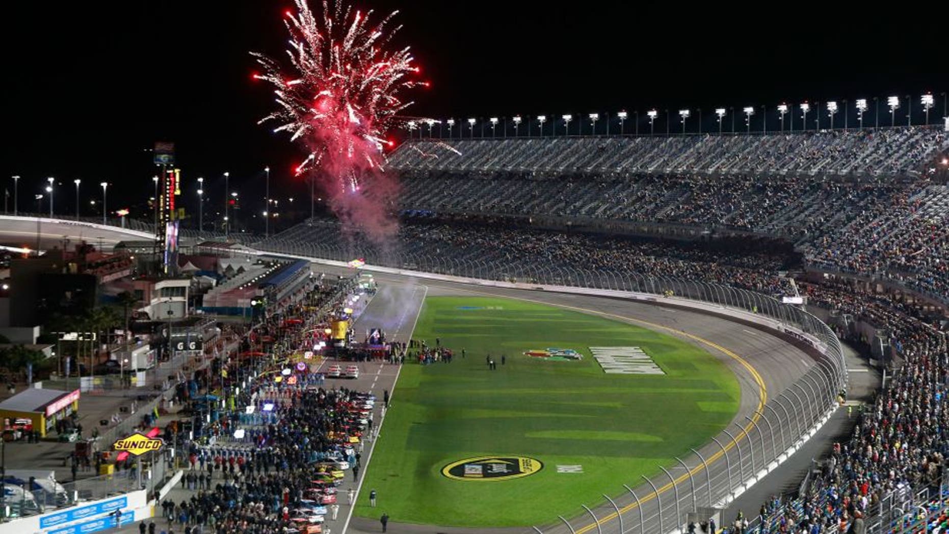 DAYTONA BEACH, FL - FEBRUARY 13: A general view of the speedway while drivers are introduced prior the NASCAR Sprint Cup Series Sprint Unlimited at Daytona International Speedway on February 13, 2016 in Daytona Beach, Florida. (Photo by Matt Sullivan/Getty Images)