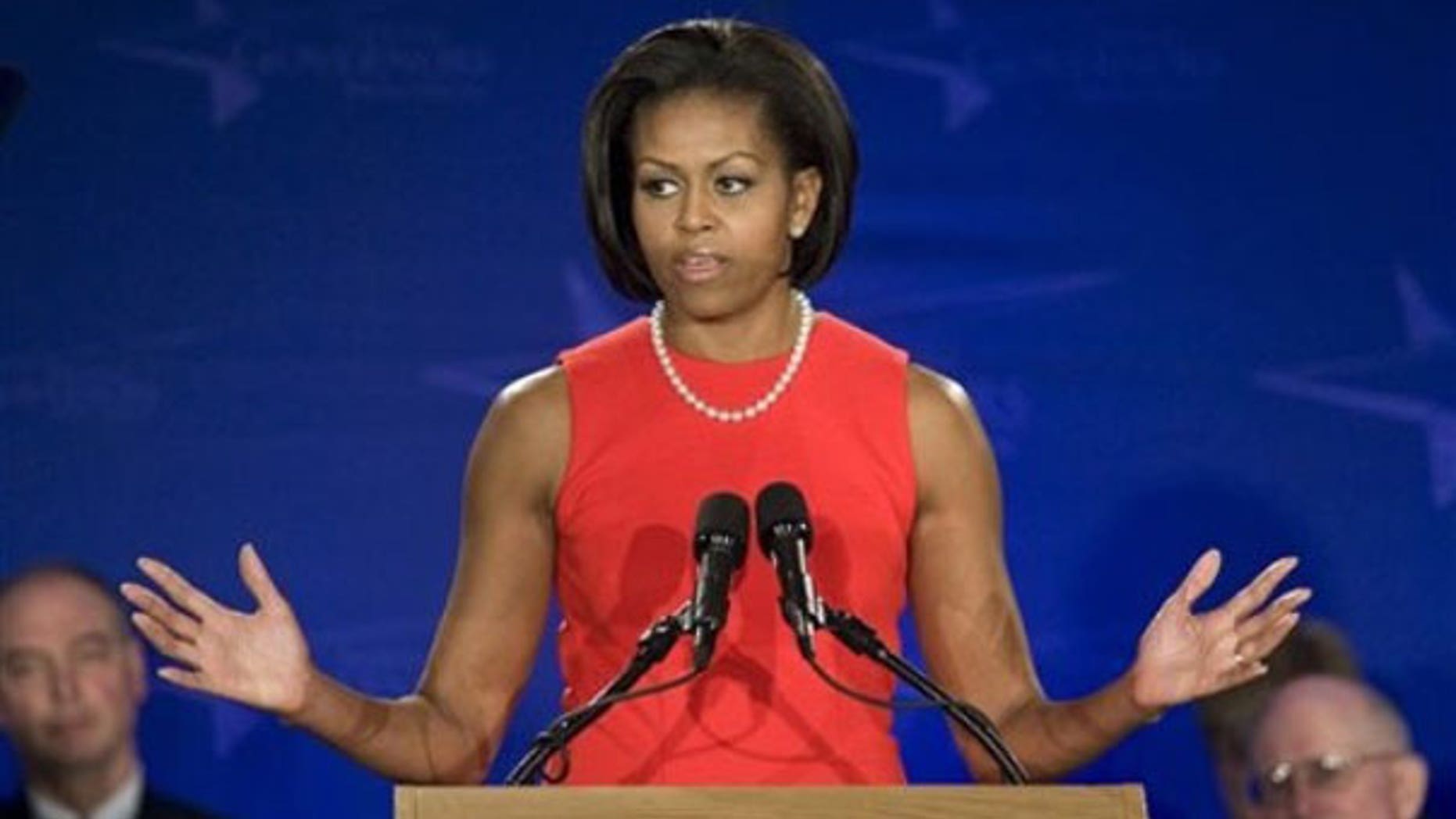 Saturday: First lady Michelle Obama speaks about childhood obesity to the National Governors Association Winter Meeting in Washington. (AP)