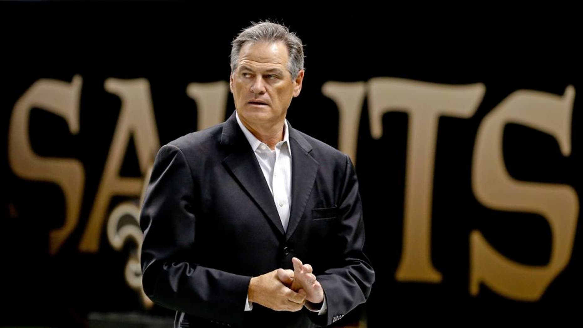 Aug 9, 2013; New Orleans, LA, USA; New Orleans Saints general manager Mickey Loomis during a preseason game against the Kansas City Chiefs at the Mercedes-Benz Superdome. The Saints defeated the Chiefs 17-13. Mandatory Credit: Derick E. Hingle-USA TODAY Sports
