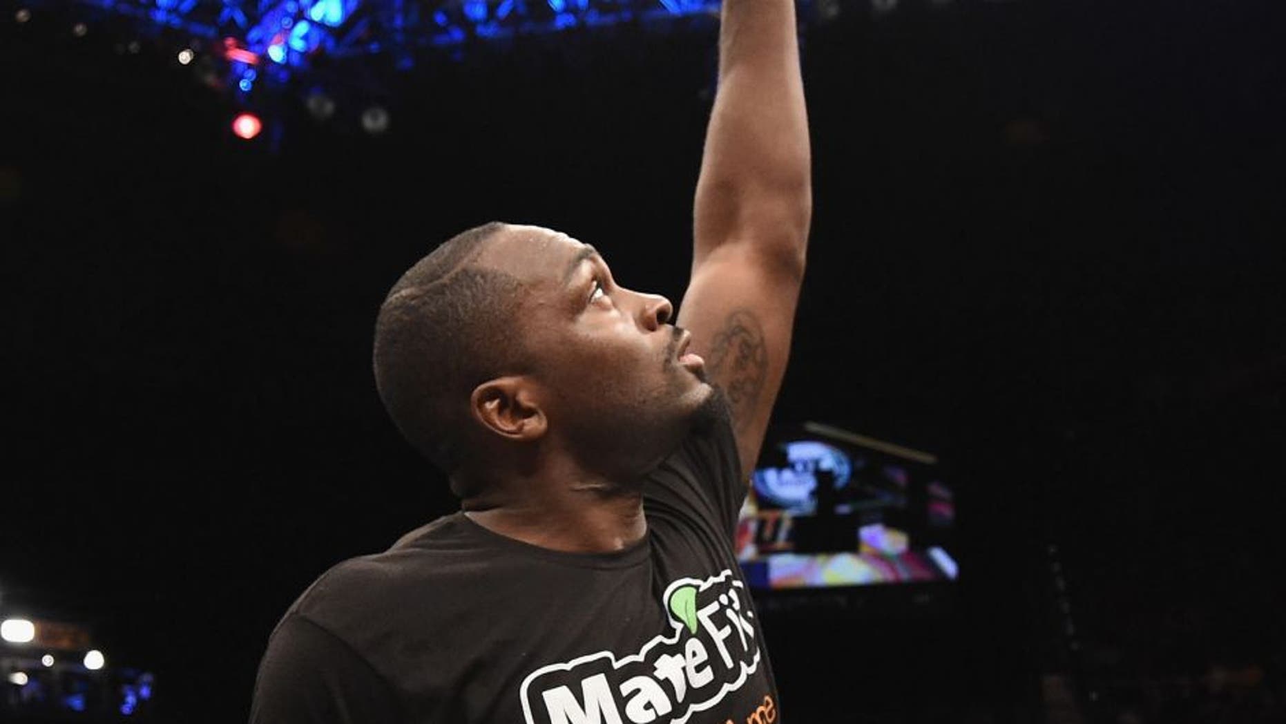 LAS VEGAS, NV - JANUARY 31: Derek Brunson awaits the decision after his middleweight bout during the UFC 183 event at the MGM Grand Garden Arena on January 31, 2015 in Las Vegas, Nevada. (Photo by Josh Hedges/Zuffa LLC/Zuffa LLC via Getty Images)