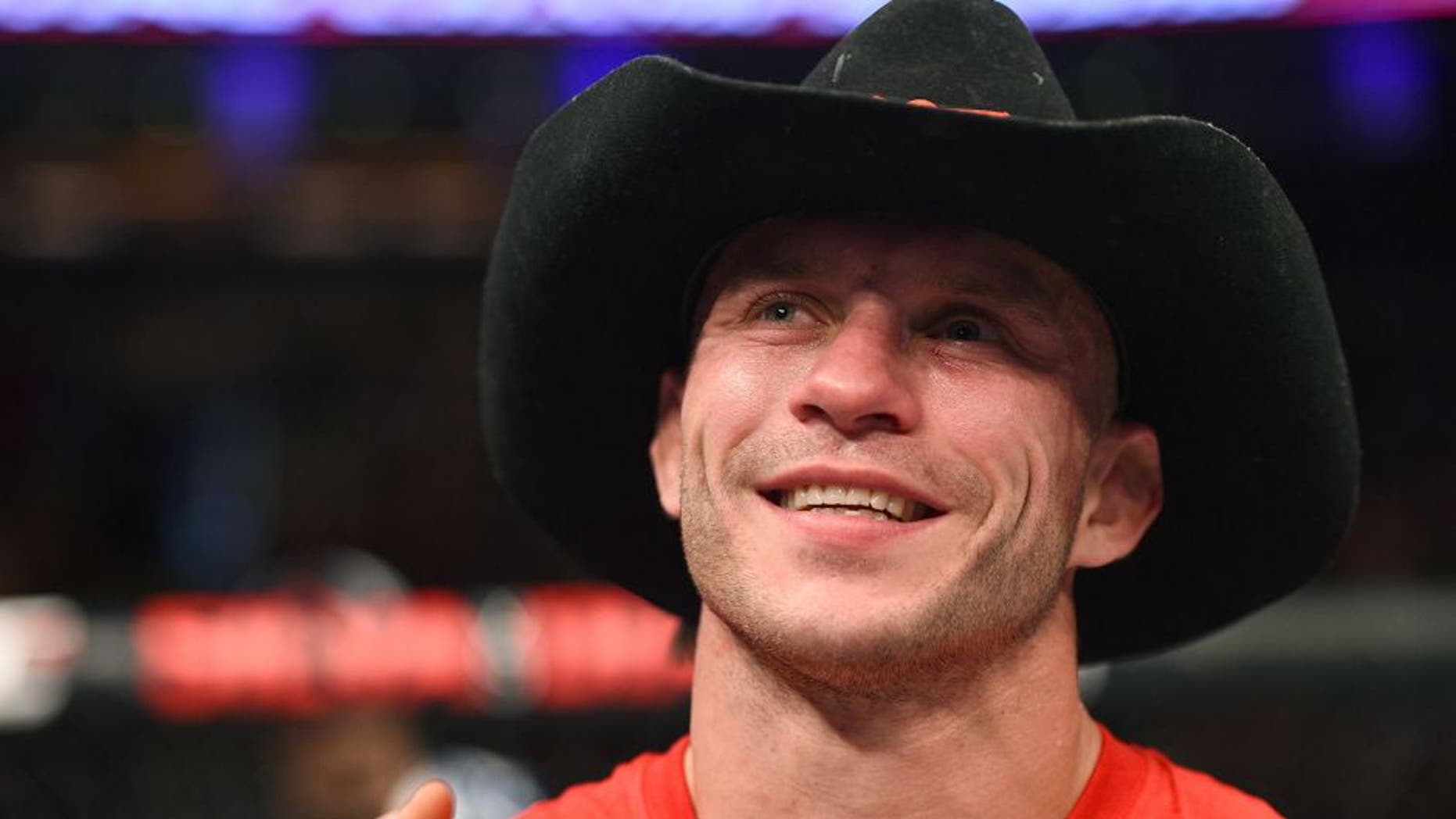 BOSTON, MA - JANUARY 18: Donald Cerrone reacts following a lightweight fight against Benson Henderson during the UFC Fight Night event at the TD Garden on January 18, 2015 in Boston, Massachusetts. (Photo by Jeff Bottari/Zuffa LLC/Zuffa LLC via Getty Images)