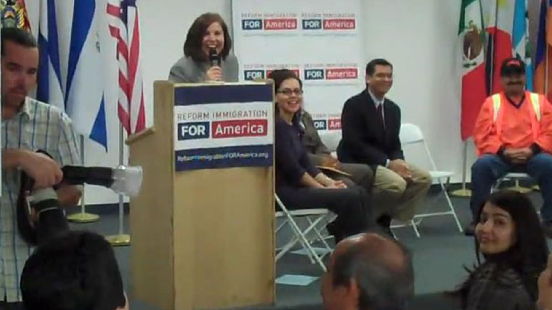 A candidate for Congress in California's 30th district is calling on Democratic U.S. Rep. Xavier Becerra to "clarify his reaction" caught on a YouTube video that depicts the lawmaker laughing at the suggestion that the Pledge of Allegiance be recited prior to a Feb. 20 meeting.