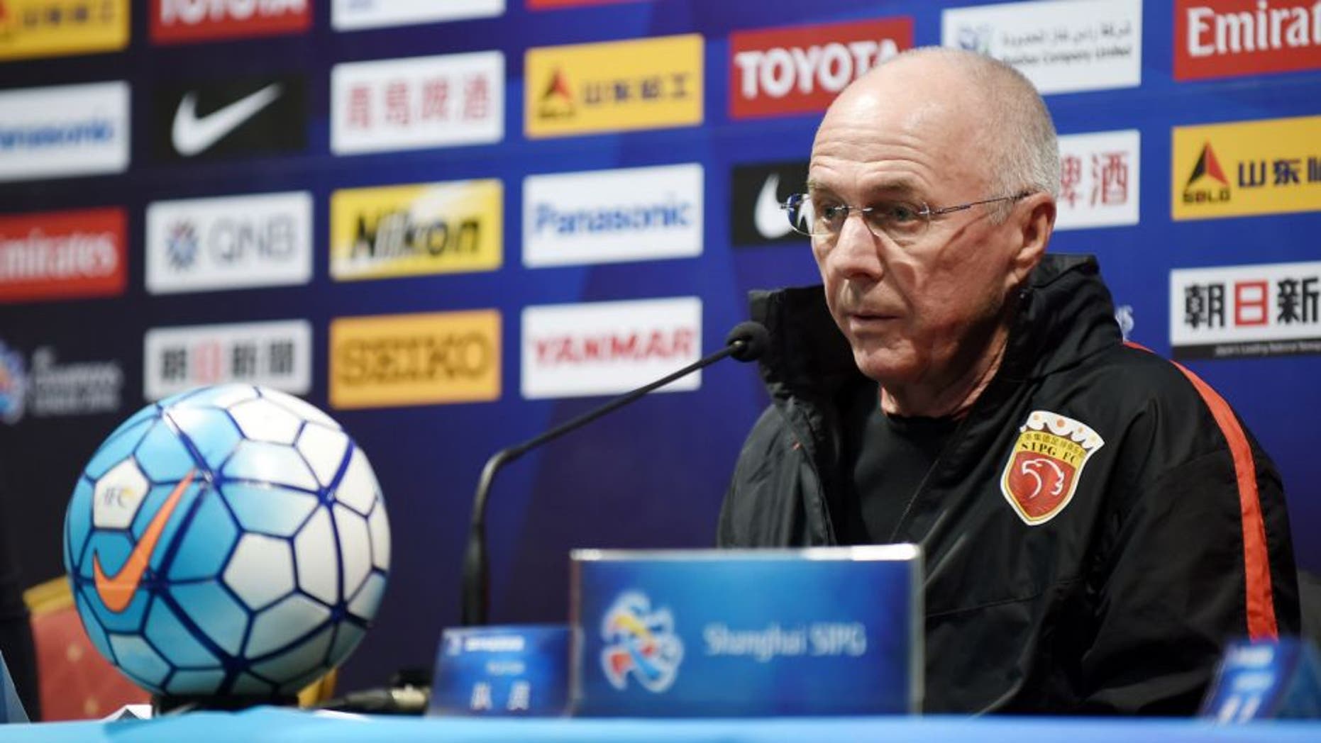 SHANGHAI, CHINA - FEBRUARY 08: (CHINA OUT) Head coach Sven-Goran Eriksson of Shanghai SIPG attends a press conference ahead of the third round match of the preliminaries in AFC Champions League 2016 on February 8, 2016 in Shanghai, China. (Photo by ChinaFotoPress/ChinaFotoPress via Getty Images)