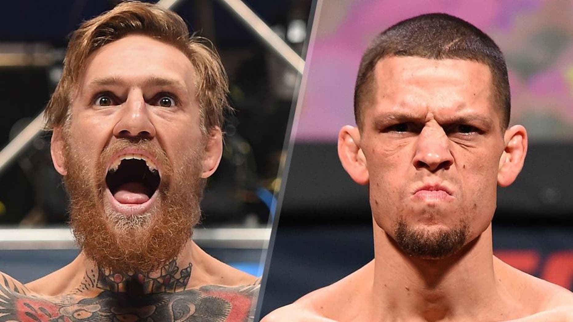 Conor McGregor steps onto the scale during the UFC 189 weigh-in inside MGM Grand Garden Arena on July 10, 2015 in Las Vegas, Nevada. (Photo by Josh Hedges/Zuffa LLC/Zuffa LLC via Getty Images) Nate Diaz weighs in during the UFC weigh-in at the Orange County Convention Center on December 18, 2015 in Orlando, Florida. (Photo by Josh Hedges/Zuffa LLC/Zuffa LLC via Getty Images)