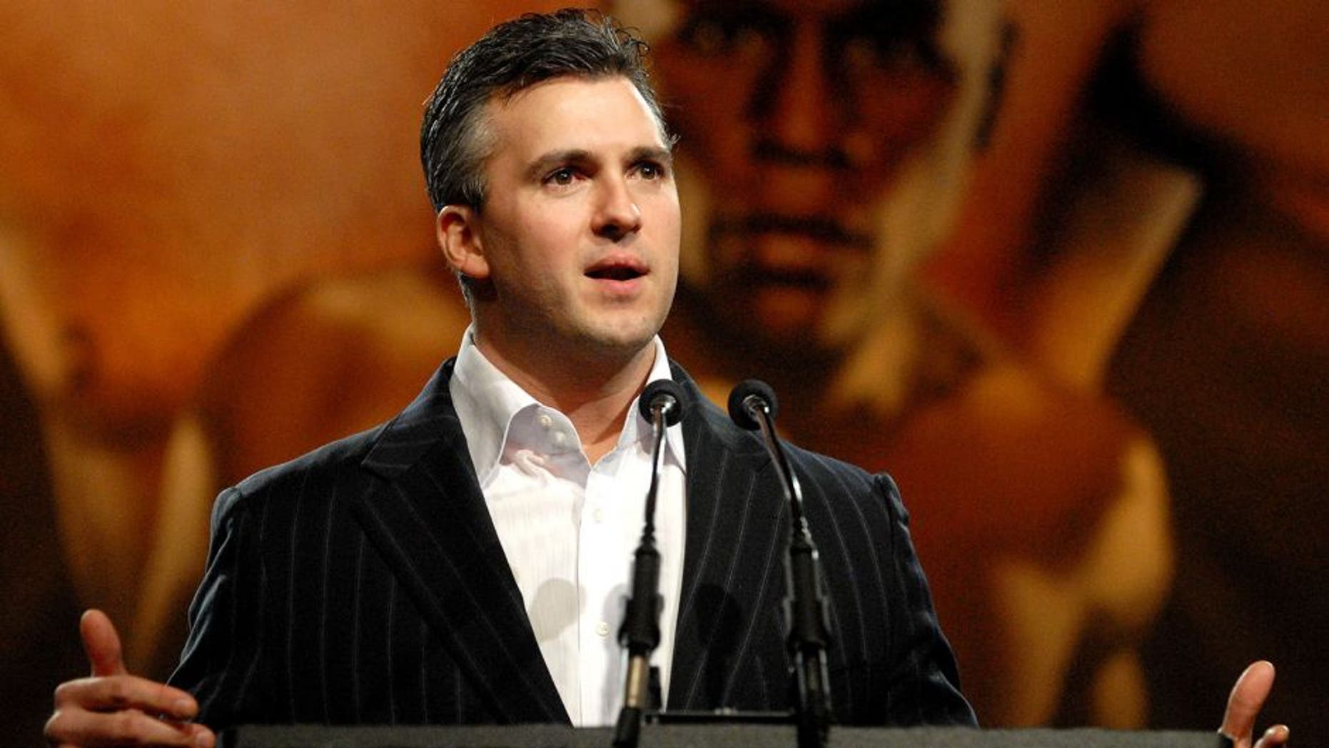 NEW YORK - MARCH 26: Shane McMahon speaks at a press conference for WrestleMania XXIV on March 26, 2008 at the Hard Rock Cafe in New York City. (Photo by Rob Loud/Getty Images)