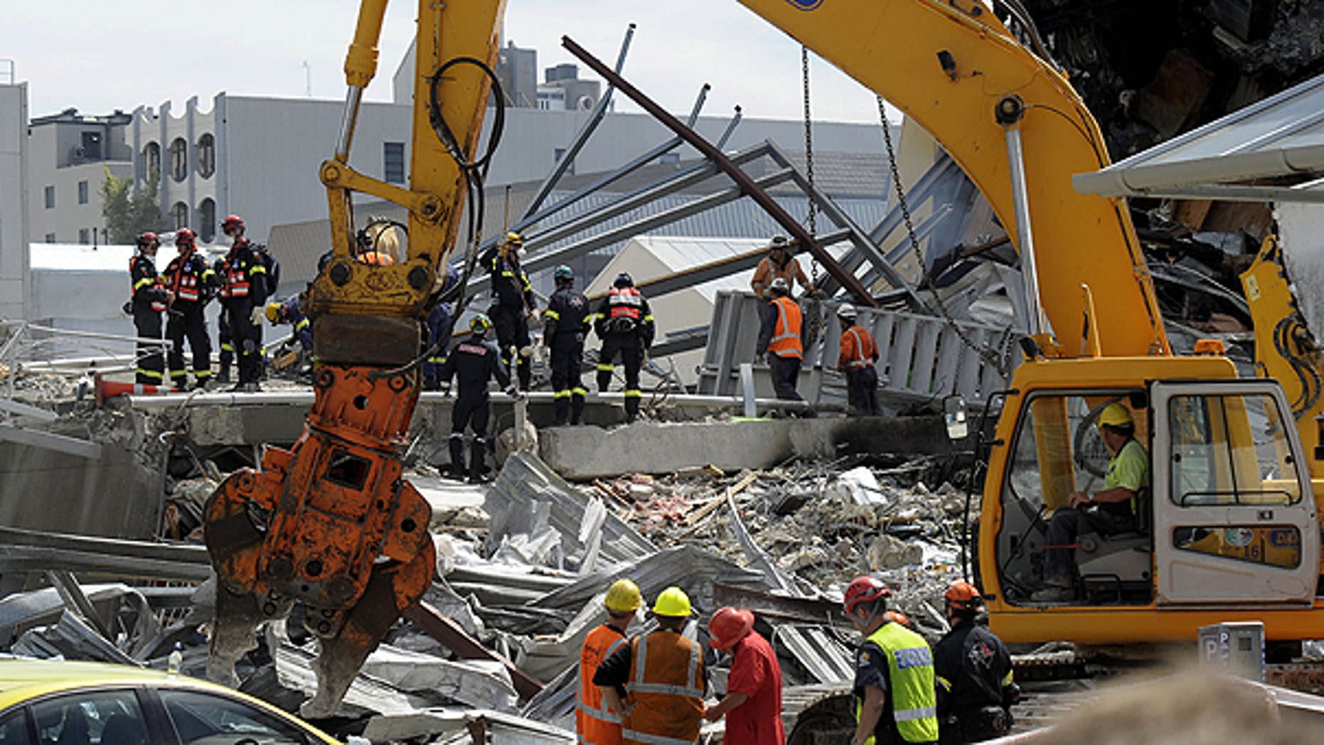 Feb. 24: Recovery operation personnel work on the destroyed CTV building in Christchurch, New Zealand, after the city was hit by a 6.3 magnitude earthquake.