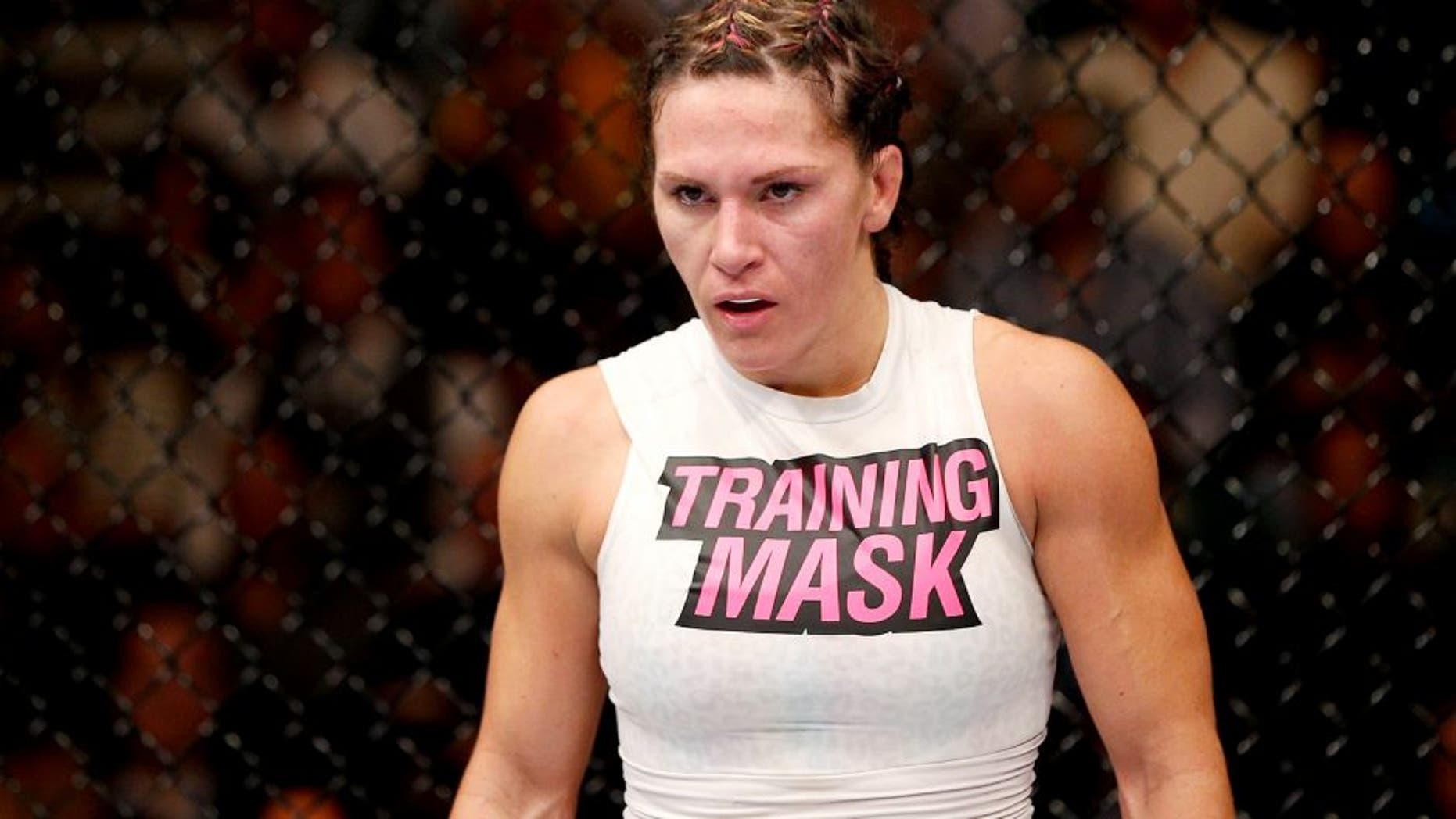 LAS VEGAS, NV - SEPTEMBER 27: Cat Zingano stands in her corner between rounds of her women's bantamweight fight against Amanda Nunes during the UFC 178 event inside the MGM Grand Garden Arena on September 27, 2014 in Las Vegas, Nevada. (Photo by Josh Hedges/Zuffa LLC/Zuffa LLC via Getty Images)