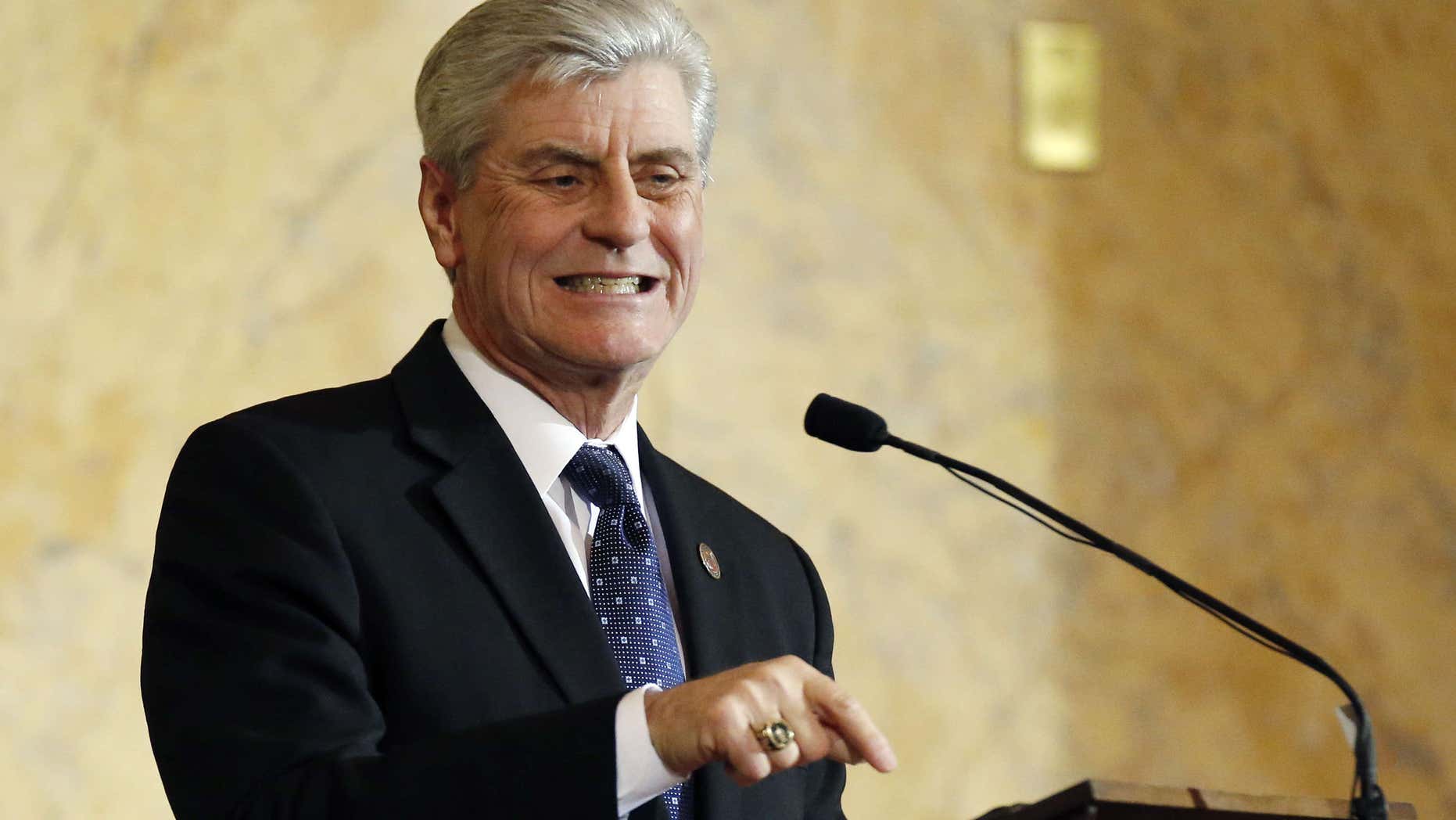 Jan. 26, 2016: Republican Gov. Phil Bryant delivers his State of the State address before a joint legislative session in House chambers at the Capitol in Jackson, Miss.