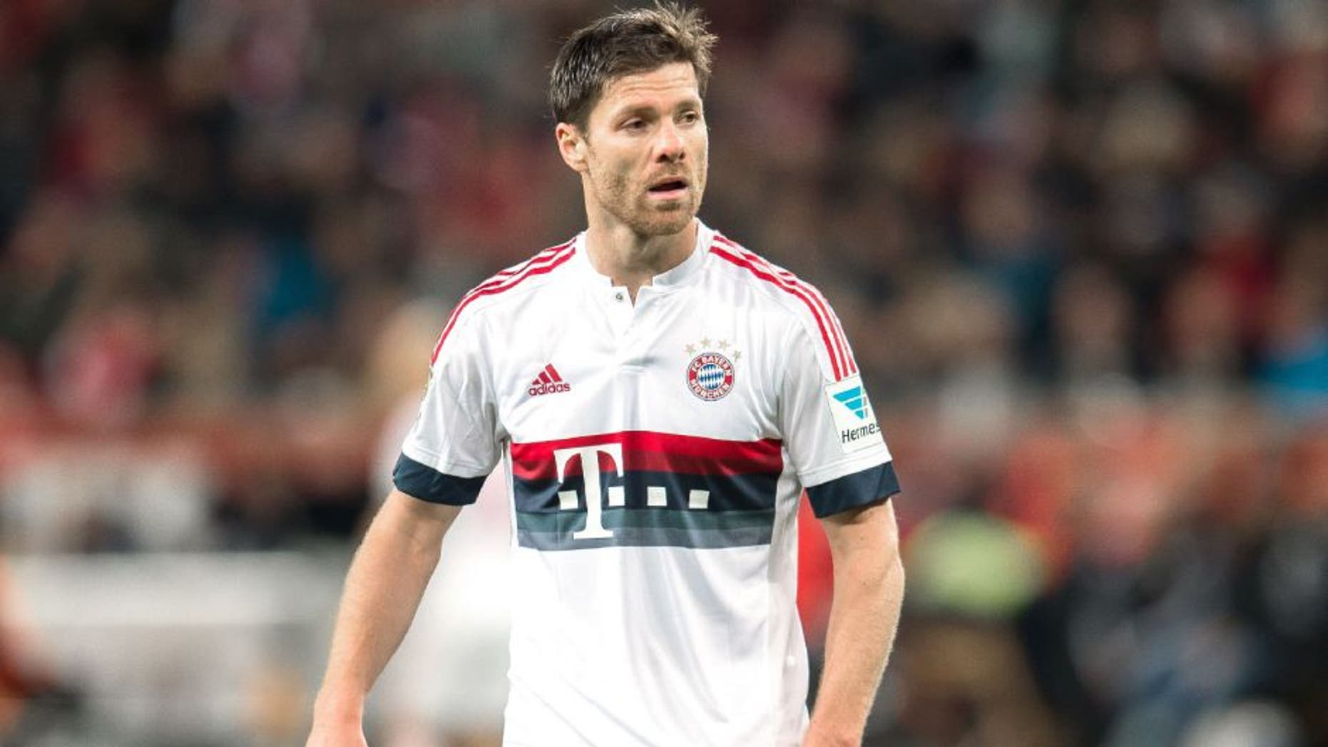 Xabi Alonso of Bayern Munich during the Bundesliga match between Bayer 04 Leverkusen and FC Bayern Munich on February 6, 2016 at the BayArena in Leverkusen, Germany.(Photo by VI Images via Getty Images)