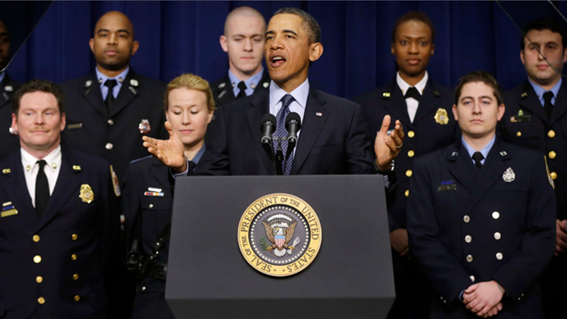 Feb. 19, 2013: President Barack Obama talks about sequestration in the Eisenhower Executive Office building on the White House complex in Washington.