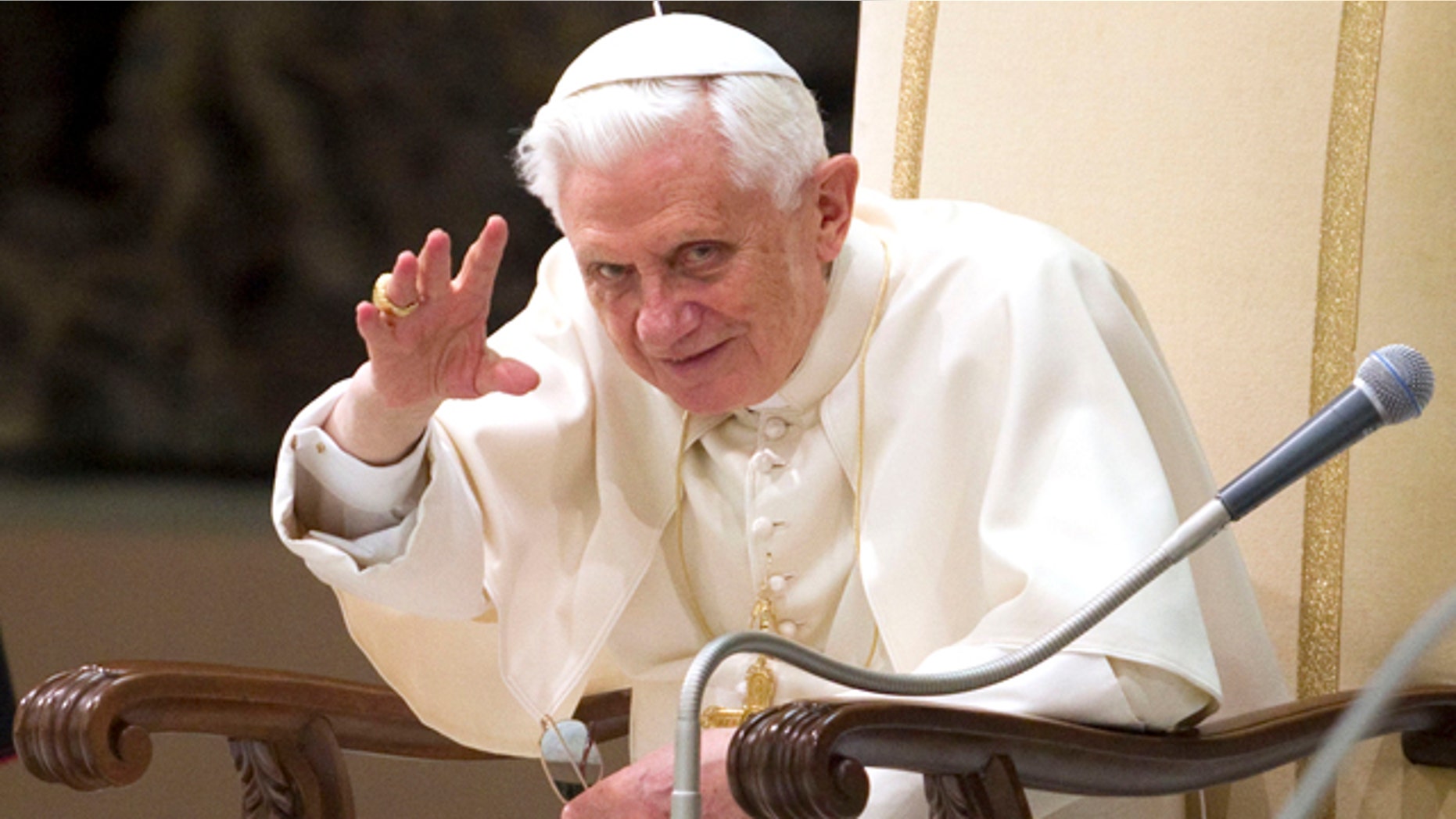 March 2: Pope Benedict XVI delivers his blessing during a general audience in the Pope Paul VI hall at the Vatican.