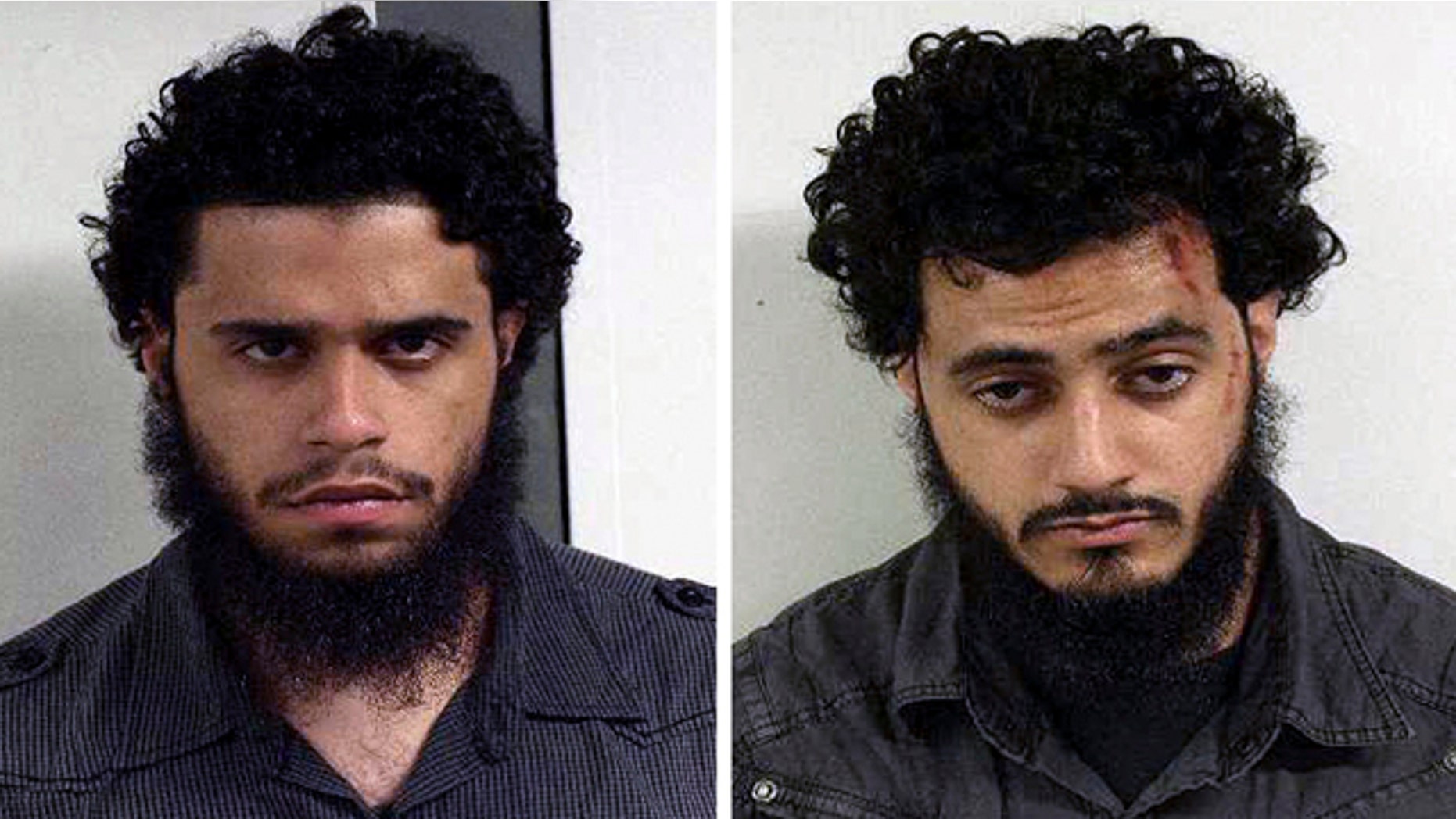 This undated combination file photo provided by the U.S. Marshals on June 9, 2010, shows Carlos Eduardo Almonte, left, and Mohamed Mahmood Alessa, right, who were arrested at New York's Kennedy Airport on June 5, 2010.