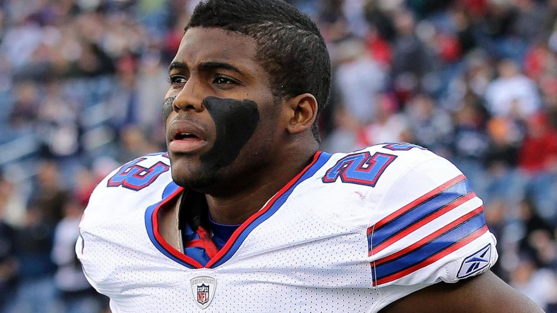 FOXBORO, MA - JANUARY 1: Aaron Williams #23 of the Buffalo Bills prepares for a game against the New England Patriots at Gillette Stadium on January 1, 2012 in Foxboro, Massachusetts. (Photo by Jim Rogash/Getty Images)