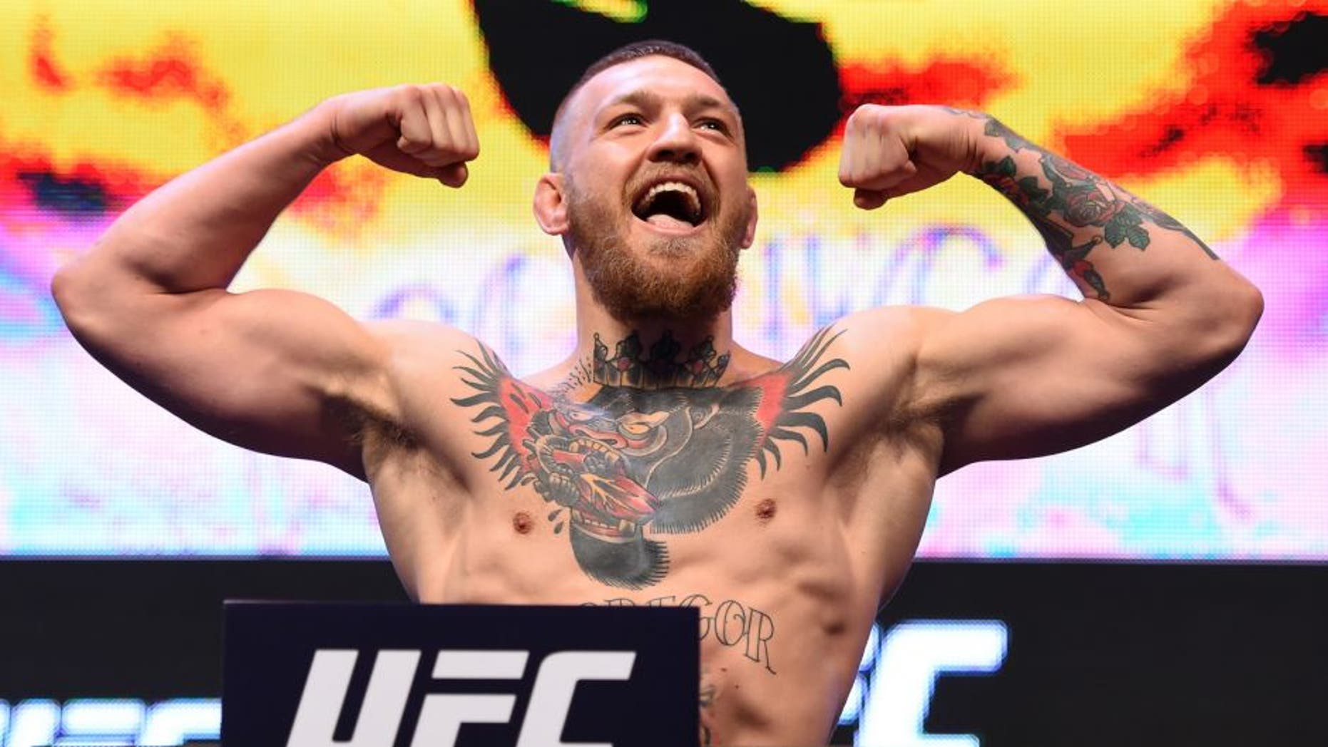 LAS VEGAS, NV - MARCH 04: Conor McGregor of Ireland weighs in during the UFC 196 Weigh-in at the MGM Grand Garden Arena on March 4, 2016 in Las Vegas, Nevada. (Photo by Josh Hedges/Zuffa LLC/Zuffa LLC via Getty Images)