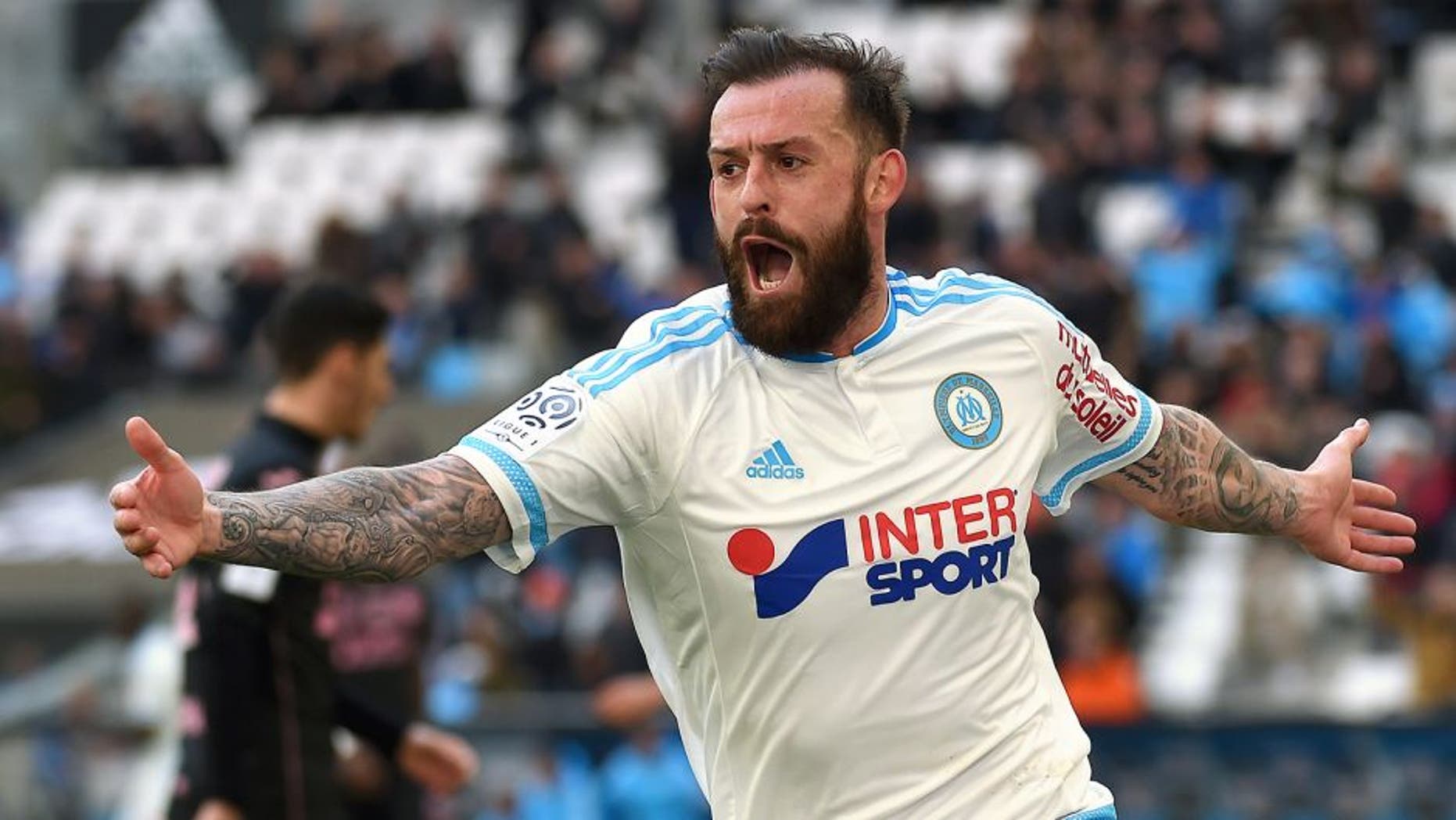 Marseille's Scottish forward Steven Fletcher celebrates after scoring a goal during the French L1 football match between Marseille and Toulouse on March 6, 2016 at the Velodrome stadium in Marseille, southern France. AFP PHOTO / ANNE-CHRISTINE POUJOULAT / AFP / ANNE-CHRISTINE POUJOULAT (Photo credit should read ANNE-CHRISTINE POUJOULAT/AFP/Getty Images)