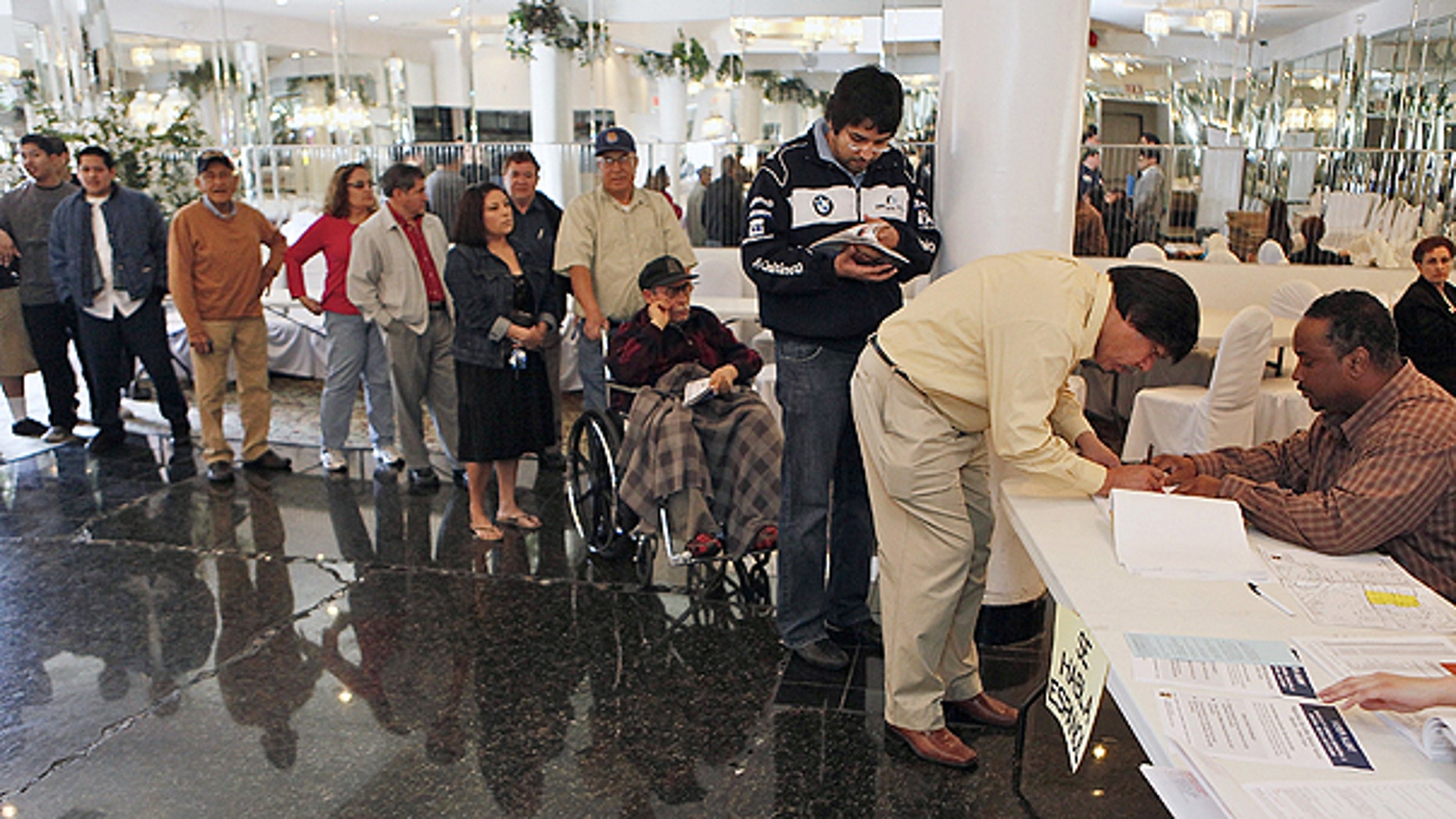 March 8: oters stand in line to cast their ballots in the special election in Bell, Calif.