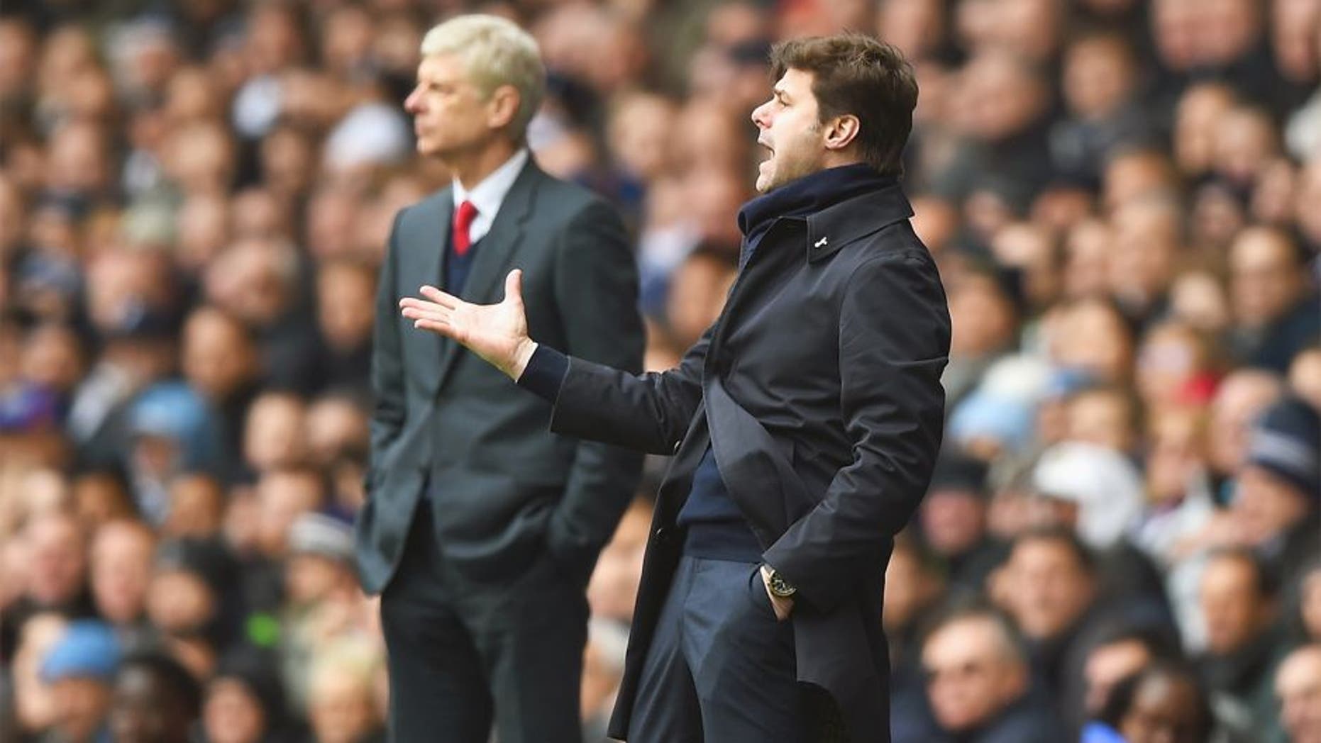 LONDON, ENGLAND - MARCH 05: Mauricio Pochettino Manager of Tottenham Hotspur gestures during the Barclays Premier League match between Tottenham Hotspur and Arsenal at White Hart Lane on March 5, 2016 in London, England. (Photo by Shaun Botterill/Getty Images)
