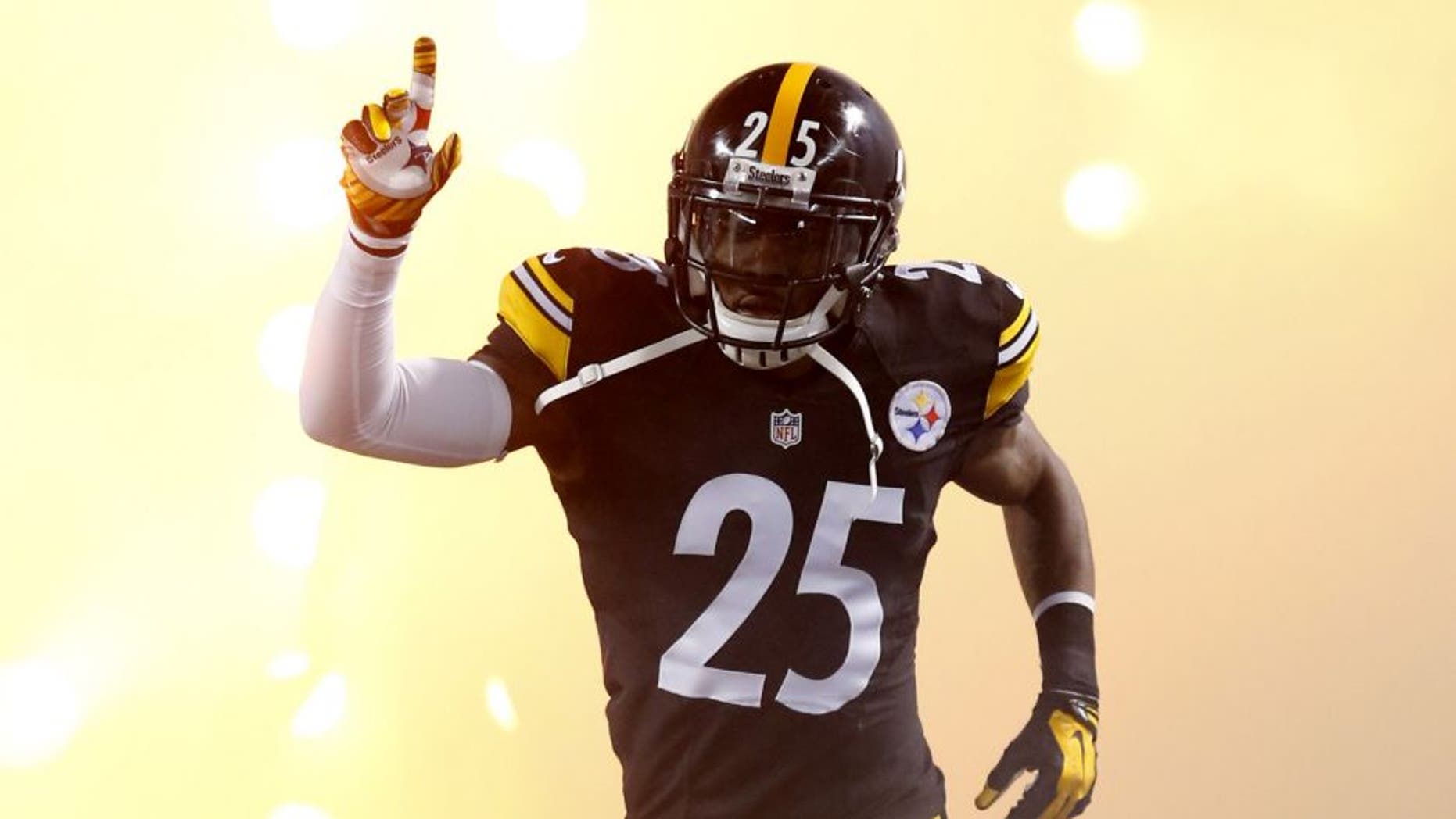 Dec 28, 2014; Pittsburgh, PA, USA; Pittsburgh Steelers cornerback Brice McCain (25) reacts during player introductions against the Cincinnati Bengals during the first quarter at Heinz Field. The Steelers won 27-17. Mandatory Credit: Charles LeClaire-USA TODAY Sports