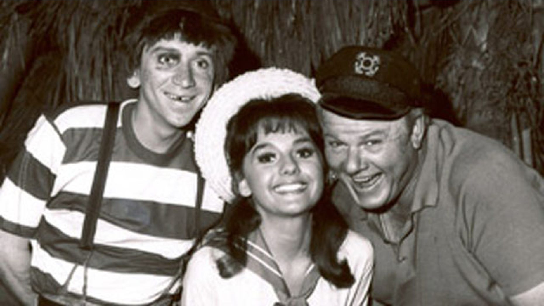 Bob Denver, left, shown posing with fellow cast members of "Gilligan's Island," Dawn Wells and Alan Hale Jr., in 1965 in Los Angeles