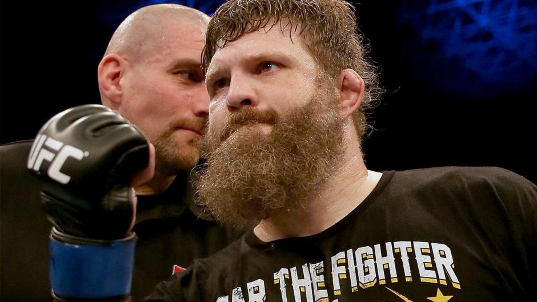 ABU DHABI, UNITED ARAB EMIRATES - APRIL 11: Roy Nelson celebrates his knockout victory against Antonio Rodrigo Nogueira in their heavyweight bout during UFC Fight Night 39 at du Arena on April 11, 2014 in Abu Dhabi, United Arab Emirates. (Photo by Warren Little/Zuffa LLC/Zuffa LLC via Getty Images)