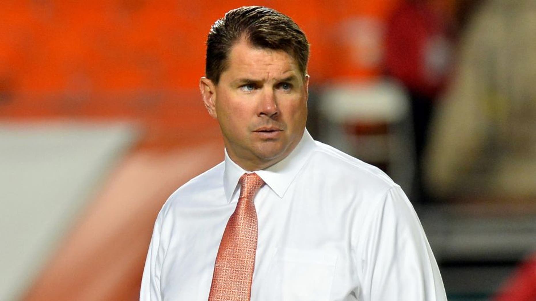 Nov 29, 2014; Miami Gardens, FL, USA; Miami Hurricanes head coach Al Golden prior to a game against Pittsburgh Panthers at Sun Life Stadium. Mandatory Credit: Steve Mitchell-USA TODAY Sports