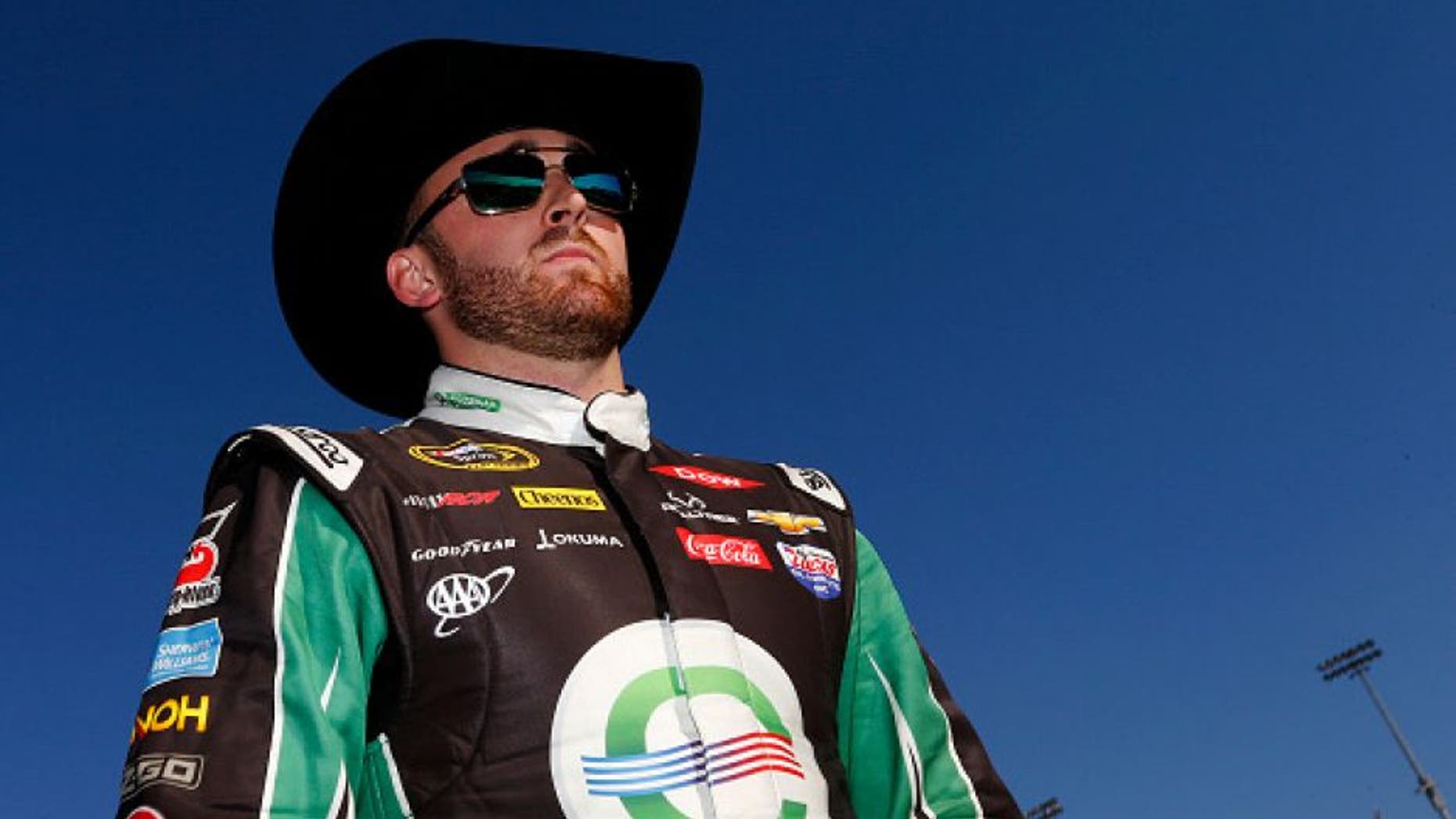 FONTANA, CA - MARCH 18: Austin Dillon, driver of the #3 American Ethanol Chevrolet, walks to the grid during practice for the NASCAR Sprint Cup Series Auto Club 400 at Auto Club Speedway on March 18, 2016 in Fontana, California. (Photo by Jonathan Ferrey/Getty Images)
