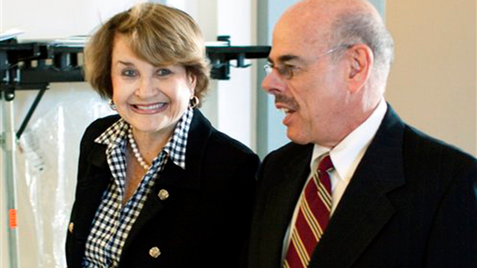 Chairman of the House Rules Committee, Rep. Louise Slaughter, D-N.Y., walks to the Democratic Caucus with Rep. Henry Waxman, D-Calif., on Capitol Hill in Washington, Friday, March 19, 2010.(AP)