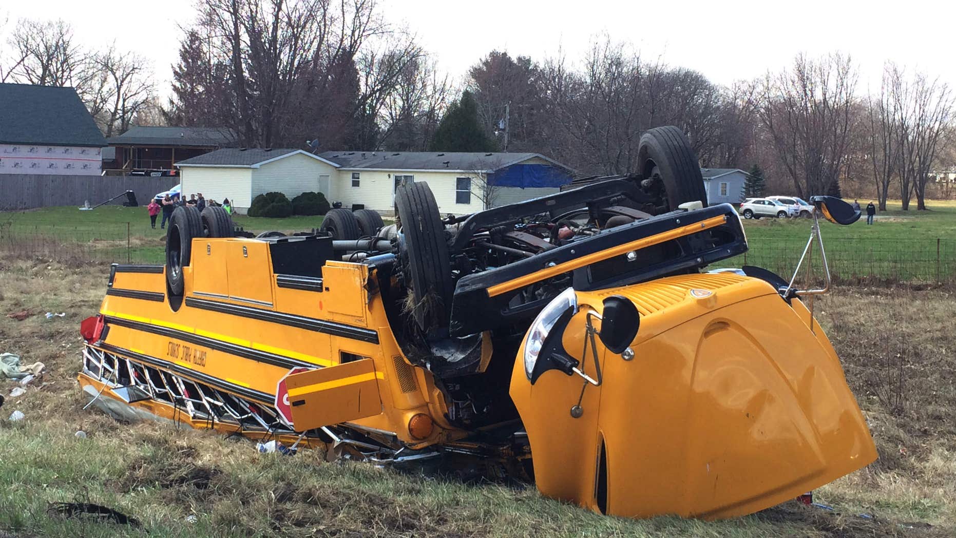 March 19, 2016: A school bus carrying Griffith High boys basketball team is seen overturned in Demotte, Ind.