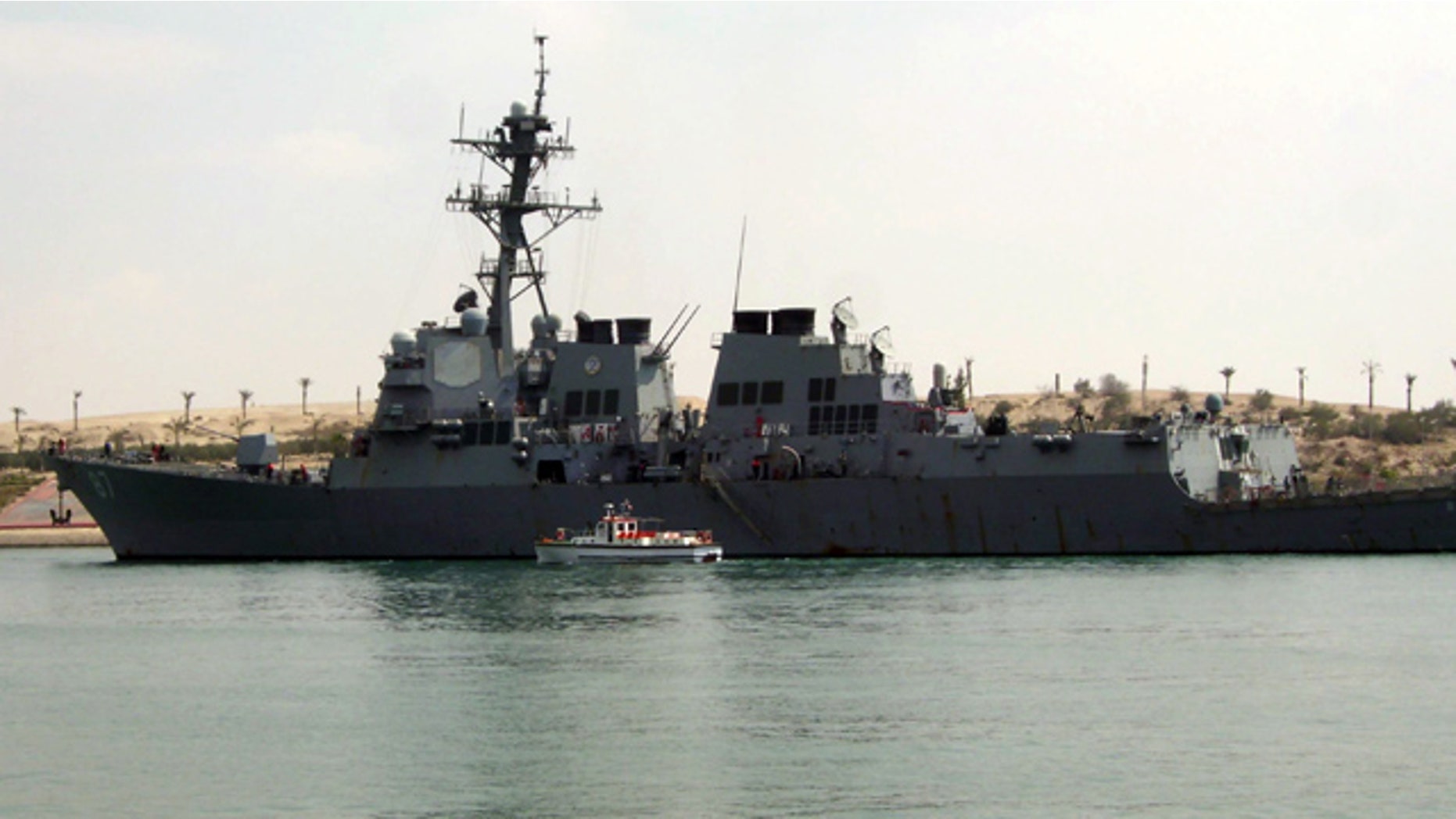 March 12: U.S. destroyer USS Mason sails in the Suez canal in Ismailia, Egypt.