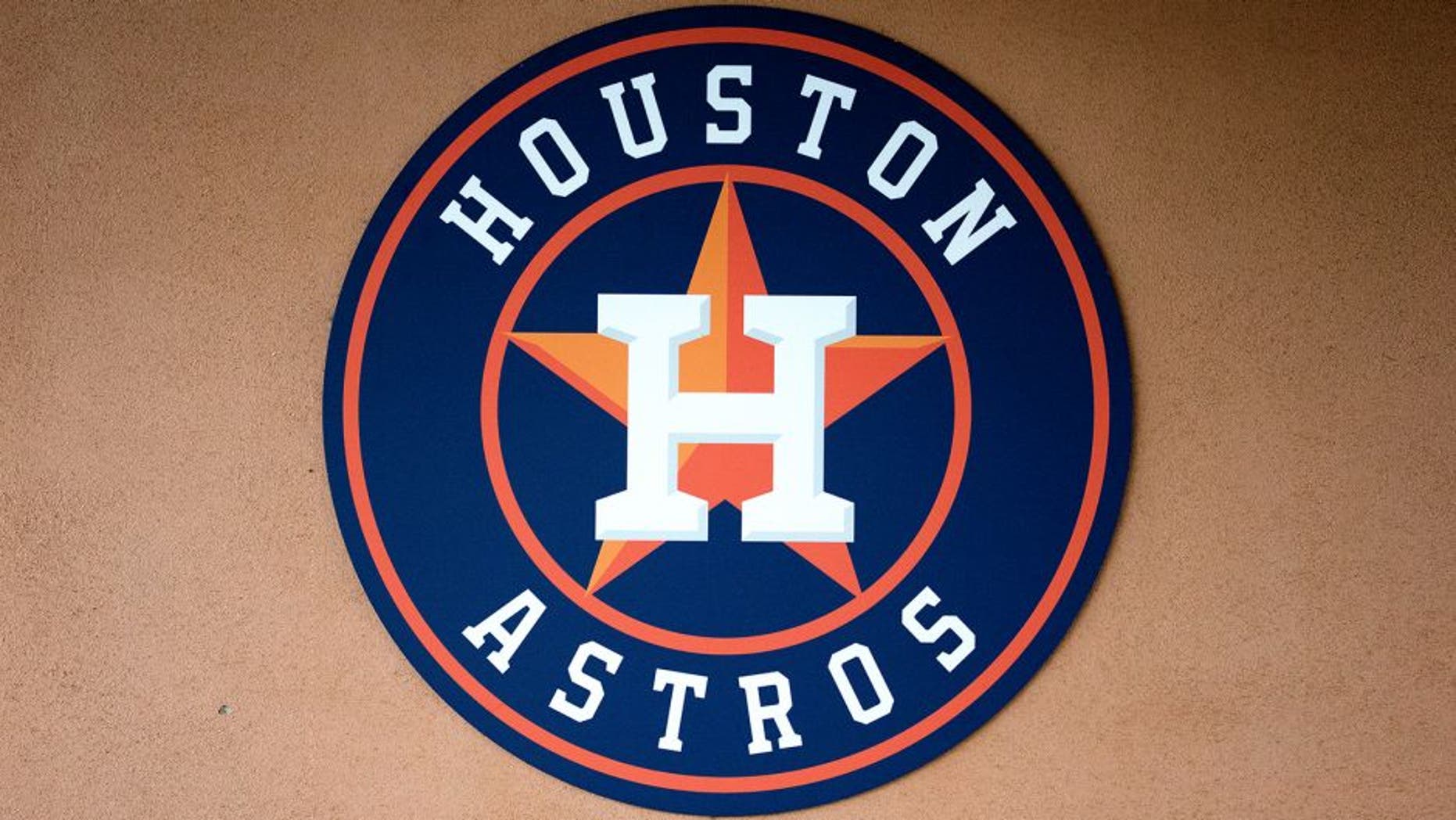 KISSIMMEE, FL - MARCH 12: A Houston Astros logo at the stadium during the spring training game against the Washington Nationals at Osceola County Stadium on March 12, 2014 in Kissimmee, Florida. (Photo by Rob Foldy/Getty Images)
