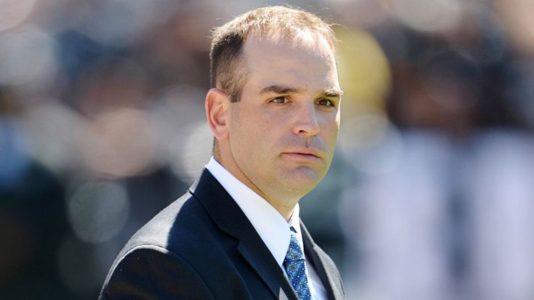 Sep 15, 2013; Oakland, CA, USA; Jacksonville Jaguars general manager David Caldwell during the game against the Oakland Raiders at O.co Coliseum. The Raiders defeated the Jaguars 19-9. Mandatory Credit: Kirby Lee-USA TODAY Sports