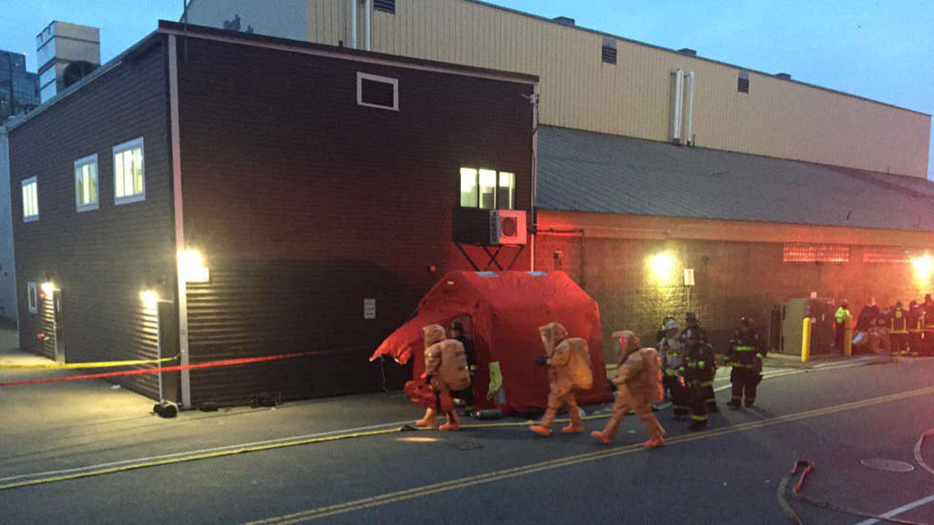 Hazmat team responding to an ammonia leak in Boston.
