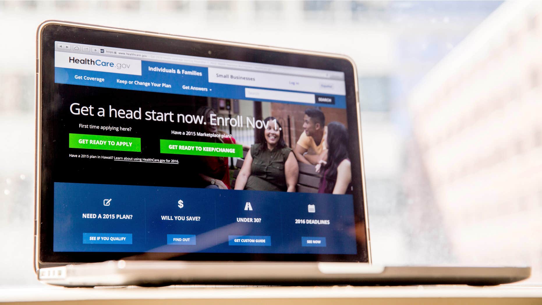 Oct. 6, 2015: Photo shows the HealthCare.gov website, where people can buy health insurance, is displayed on a laptop screen in Washington.