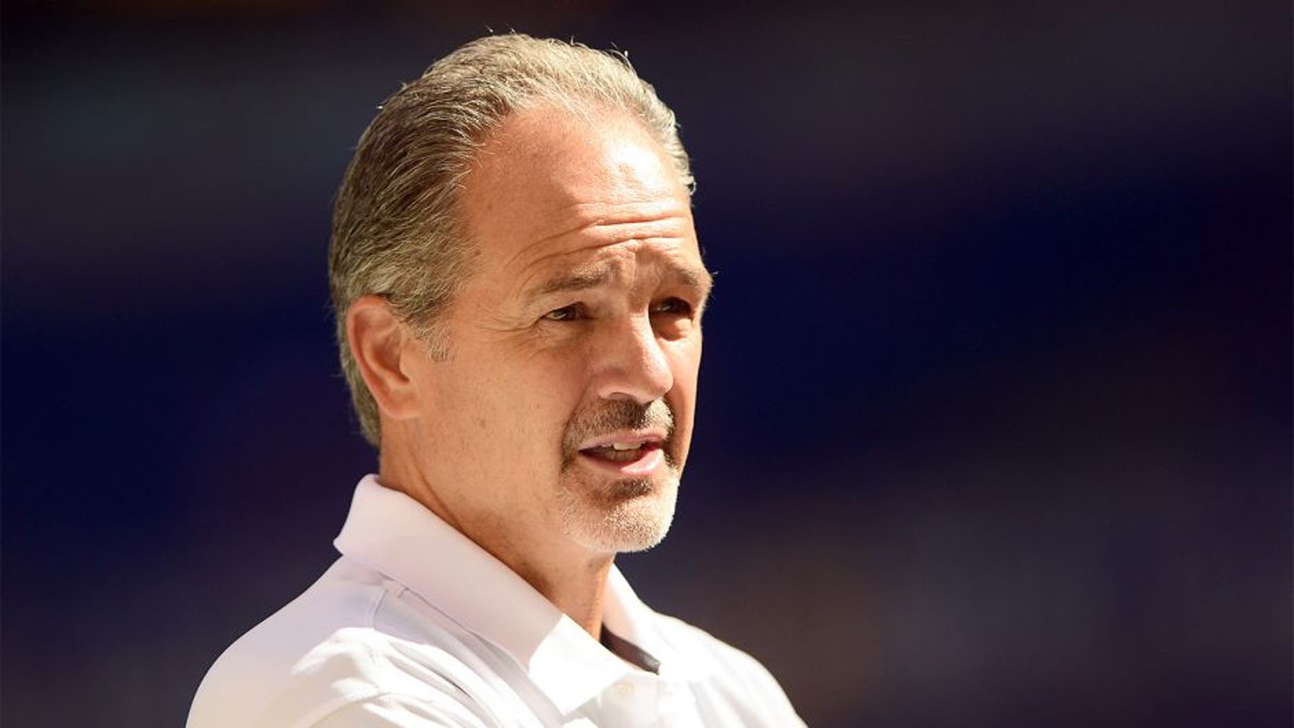 Sep 28, 2014; Indianapolis, IN, USA; Indianapolis Colts head coach Chuck Pagano against the Tennessee Titans at Lucas Oil Stadium. Mandatory Credit: Andrew Weber-USA TODAY Sports