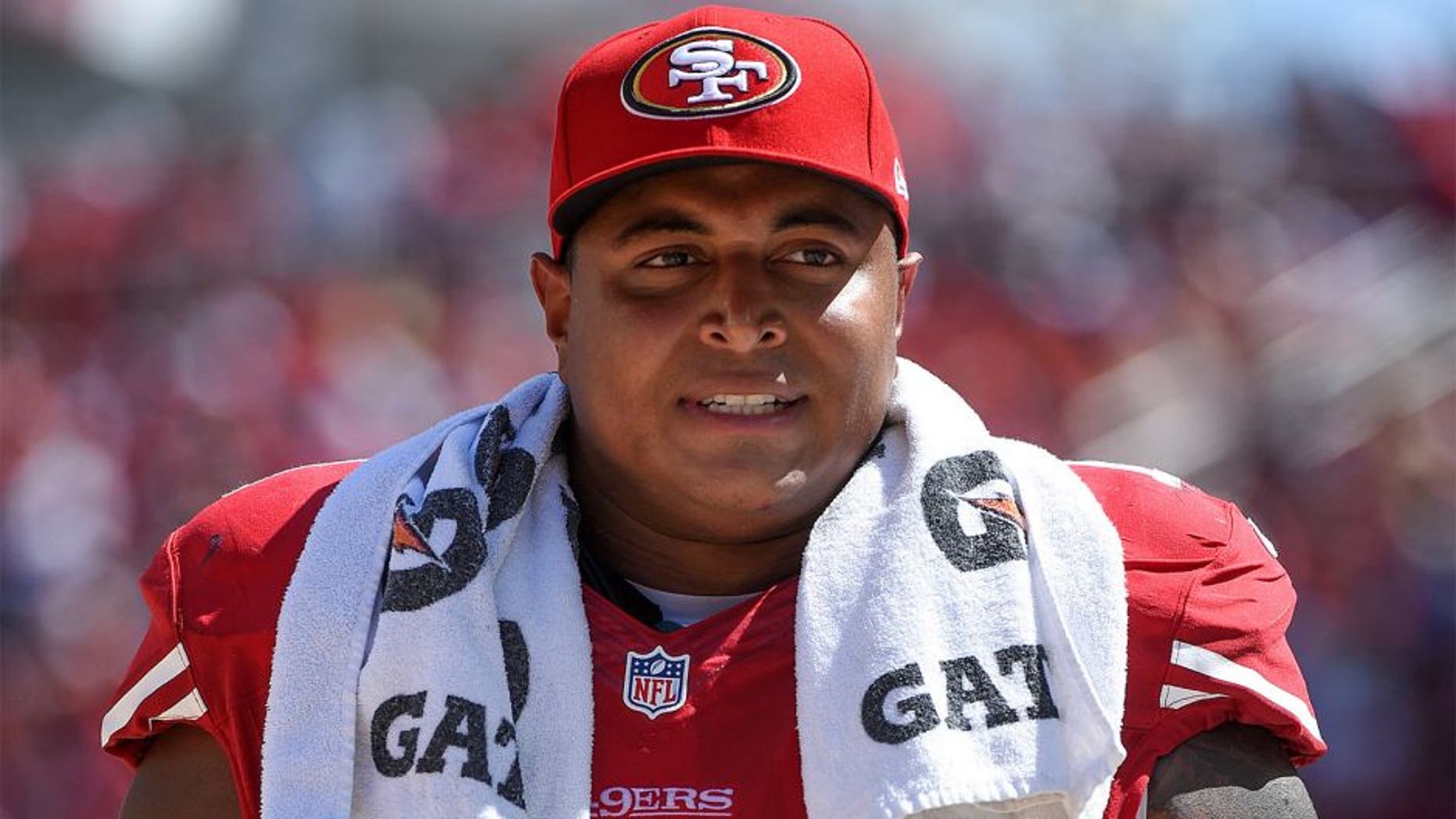 August 24, 2014; Santa Clara, CA, USA; San Francisco 49ers tackle Jonathan Martin (71) during the third quarter against the San Diego Chargers at Levi's Stadium. The 49ers defeated the Chargers 21-7. Mandatory Credit: Kyle Terada-USA TODAY Sports